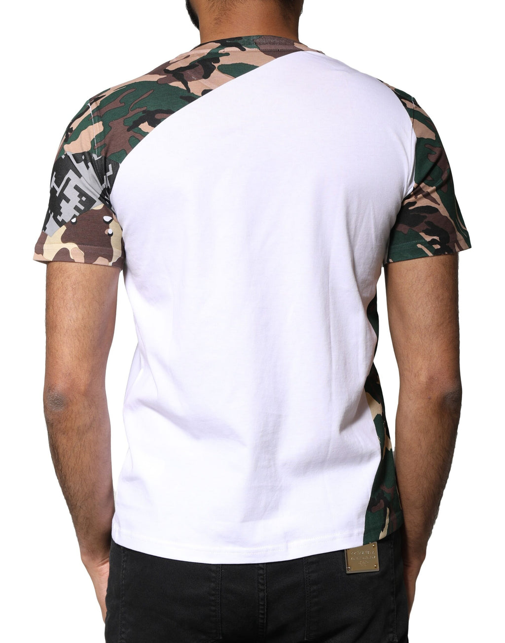 T-shirt ras du cou Dolce & Gabbana blanc camouflage étoiles