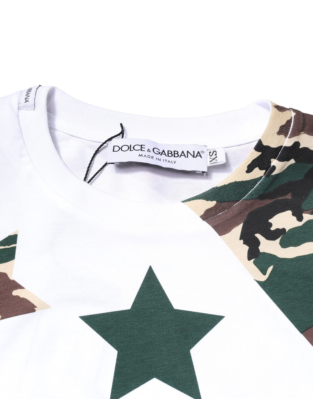 T-shirt ras du cou Dolce & Gabbana blanc camouflage étoiles