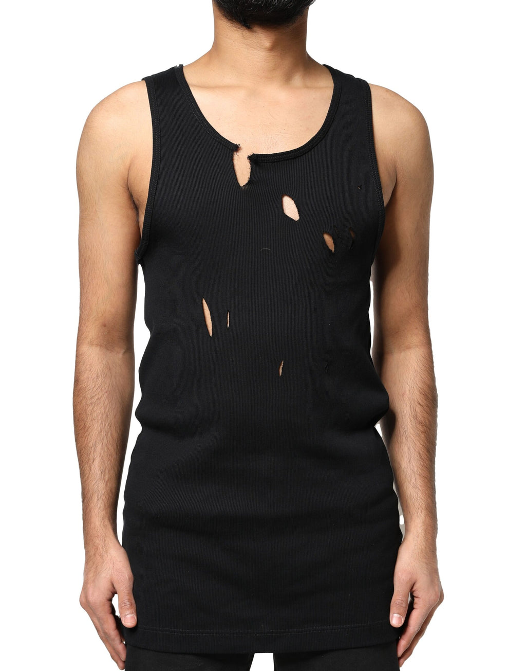 Débardeur homme sans manches Dolce & Gabbana en coton noir style déchiré