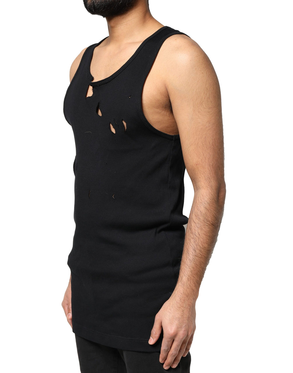 Débardeur homme sans manches Dolce & Gabbana en coton noir style déchiré