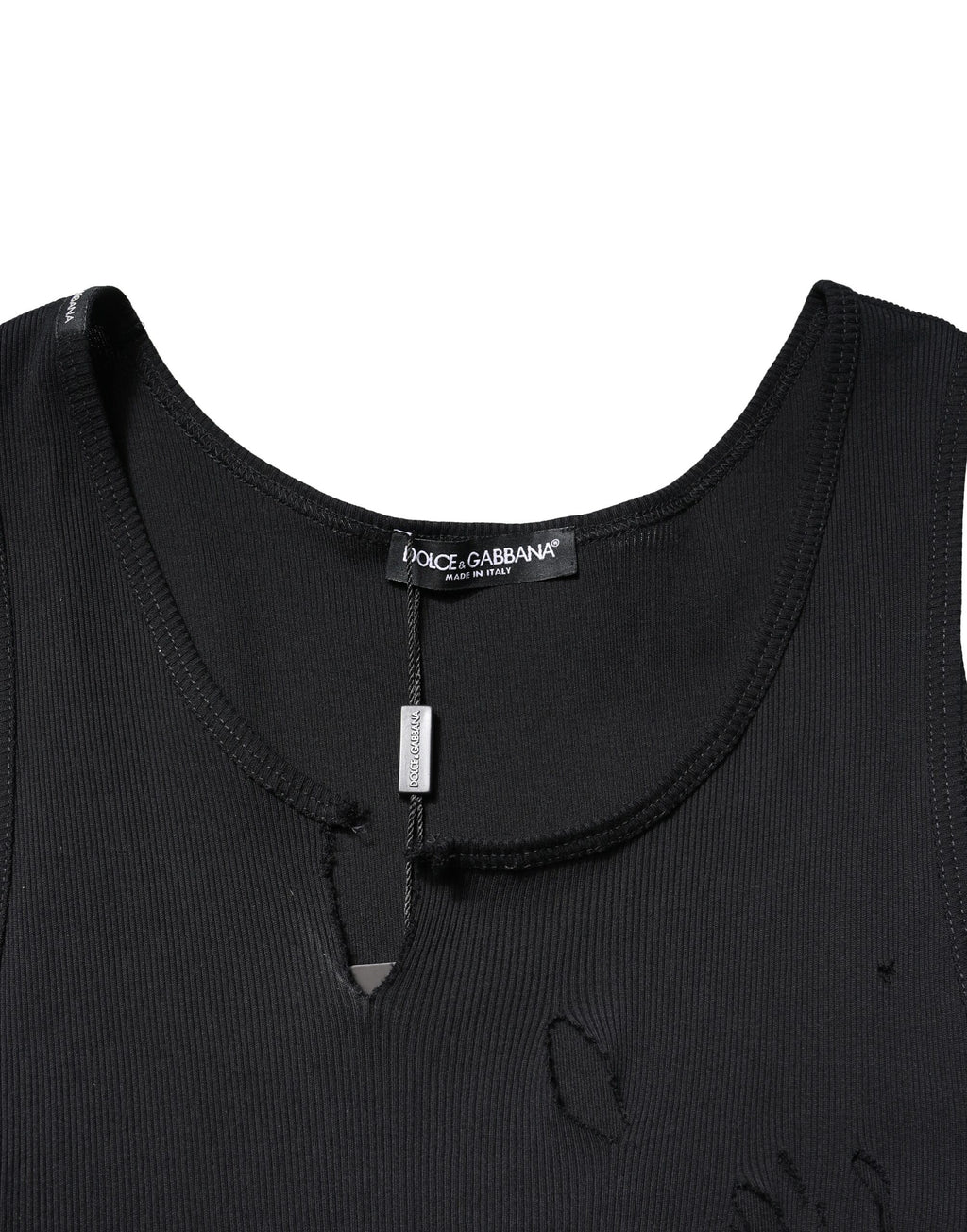Débardeur homme sans manches Dolce & Gabbana en coton noir style déchiré