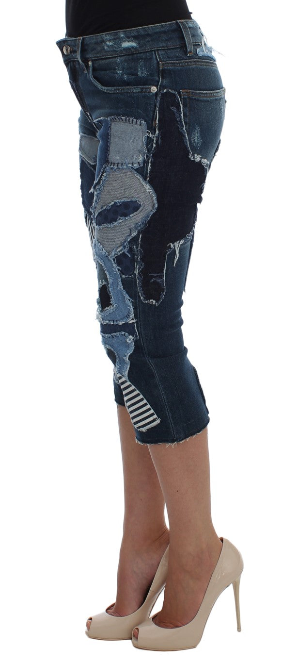 Short en jean patchwork stretch bleu Dolce & Gabbana
