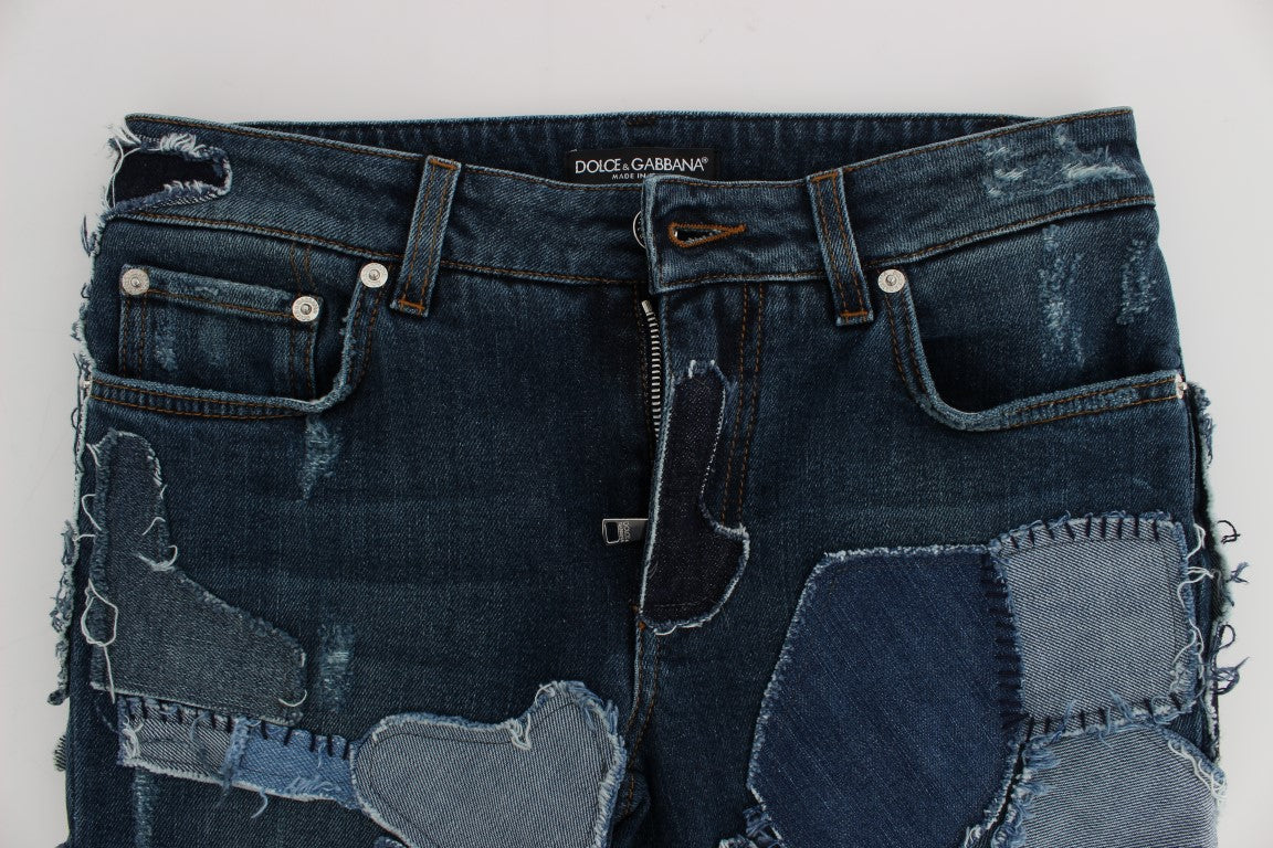 Short en jean patchwork stretch bleu Dolce & Gabbana