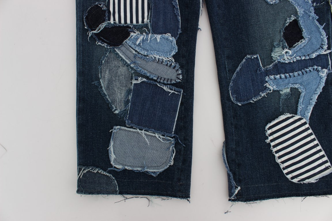 Short en jean patchwork stretch bleu Dolce & Gabbana