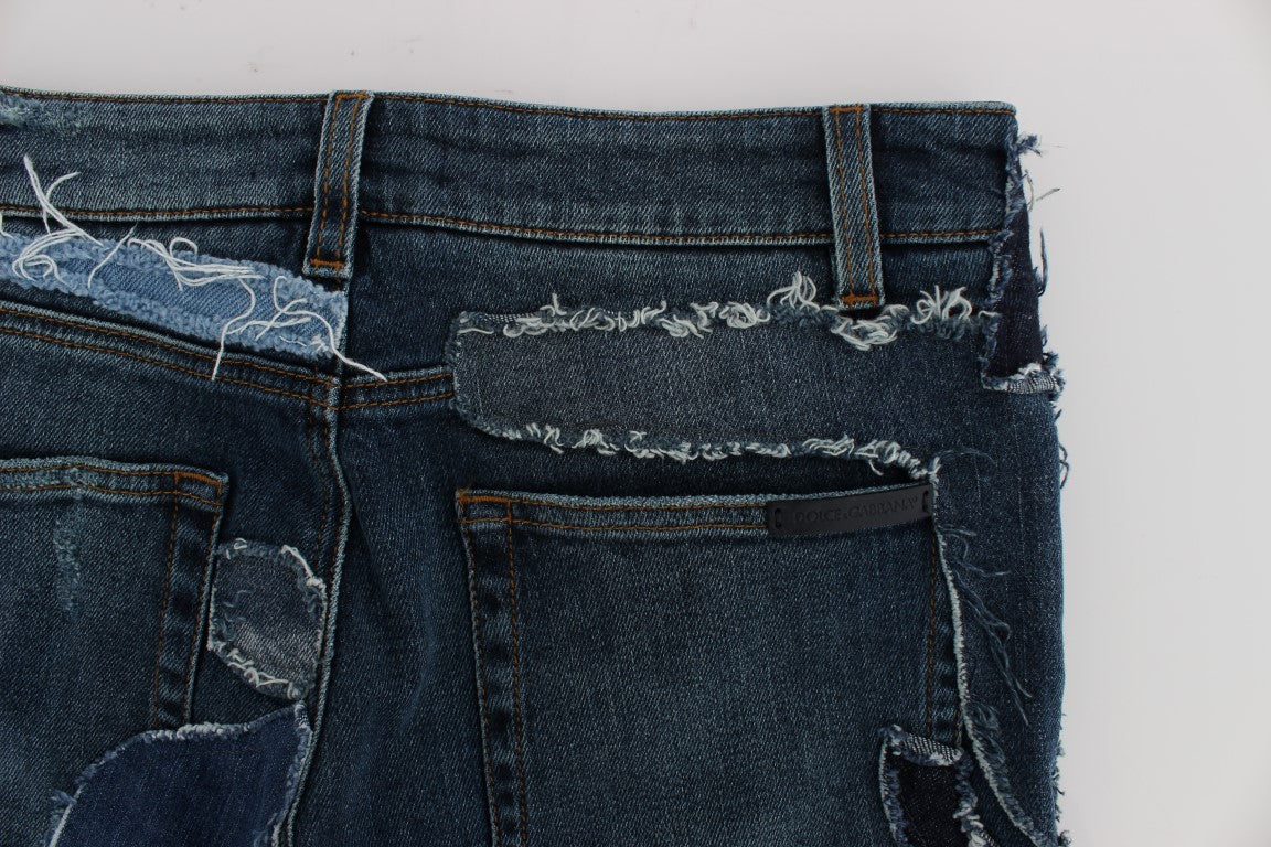 Short en jean patchwork stretch bleu Dolce & Gabbana
