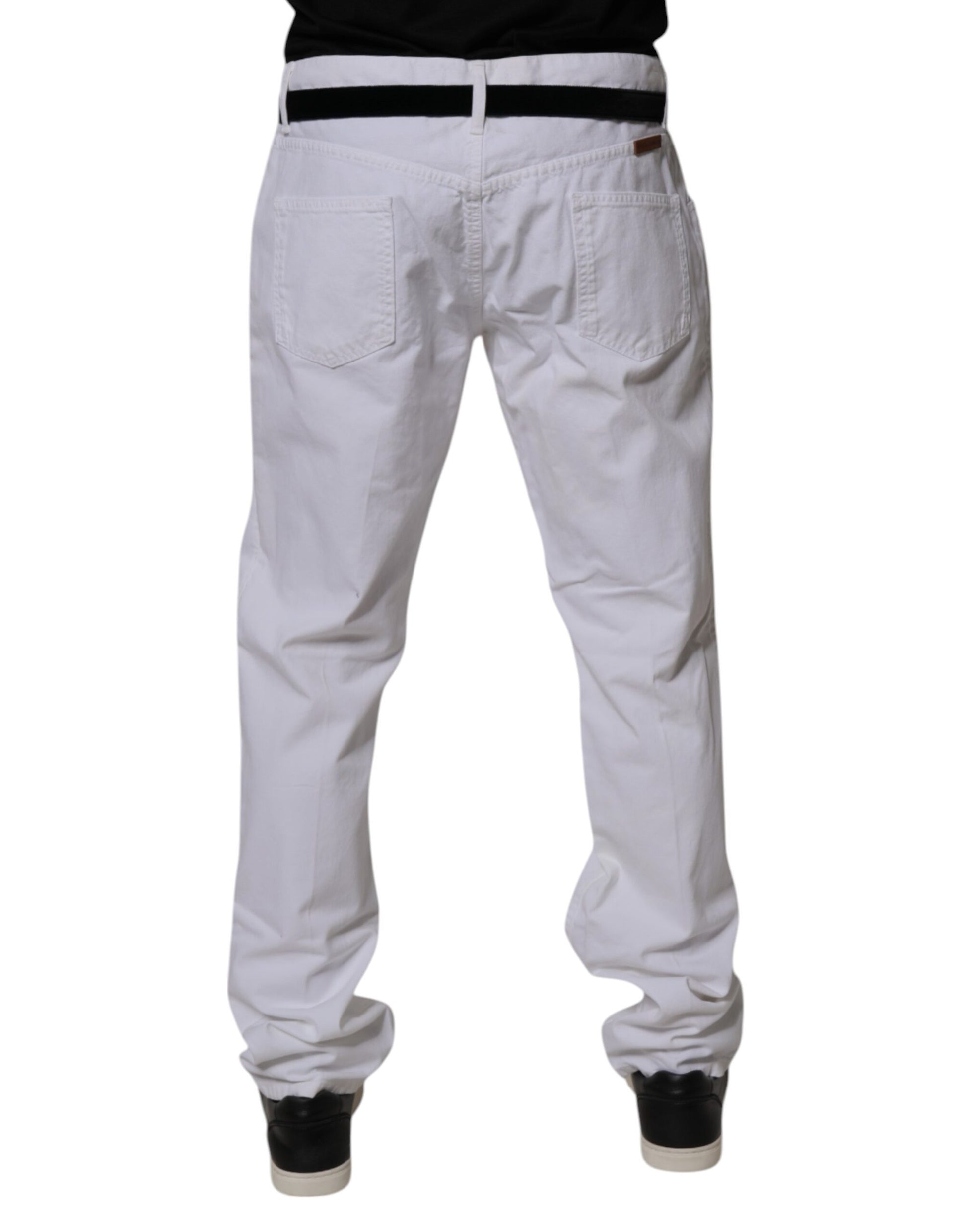 Jean droit en coton blanc Dolce & Gabbana pour homme