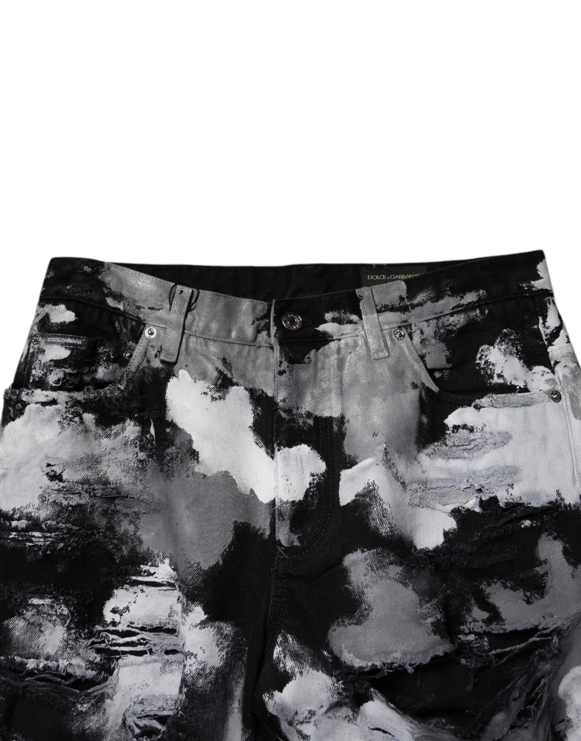 Dolce & Gabbana Multicolor Camouflage Tattered Skinny Denim Jeans
