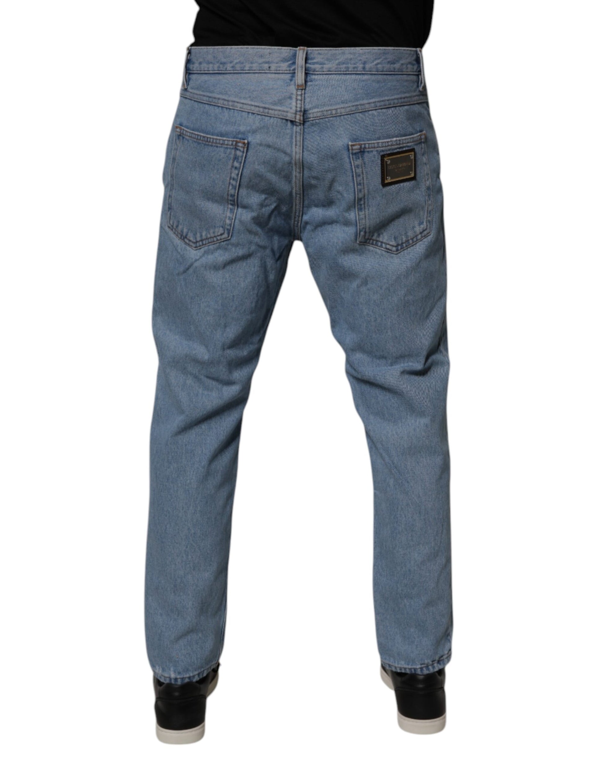 Jean slim homme taille mi-haute en jean de coton bleu Dolce & Gabbana