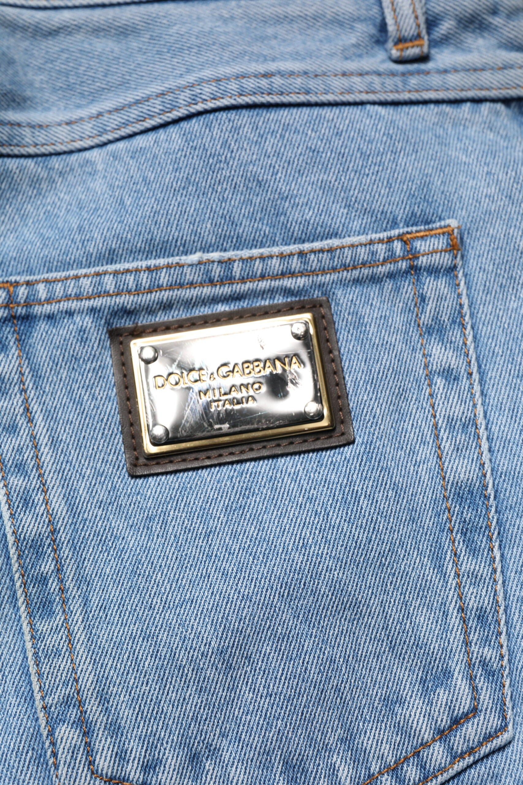 Jean slim homme taille mi-haute en jean de coton bleu Dolce & Gabbana