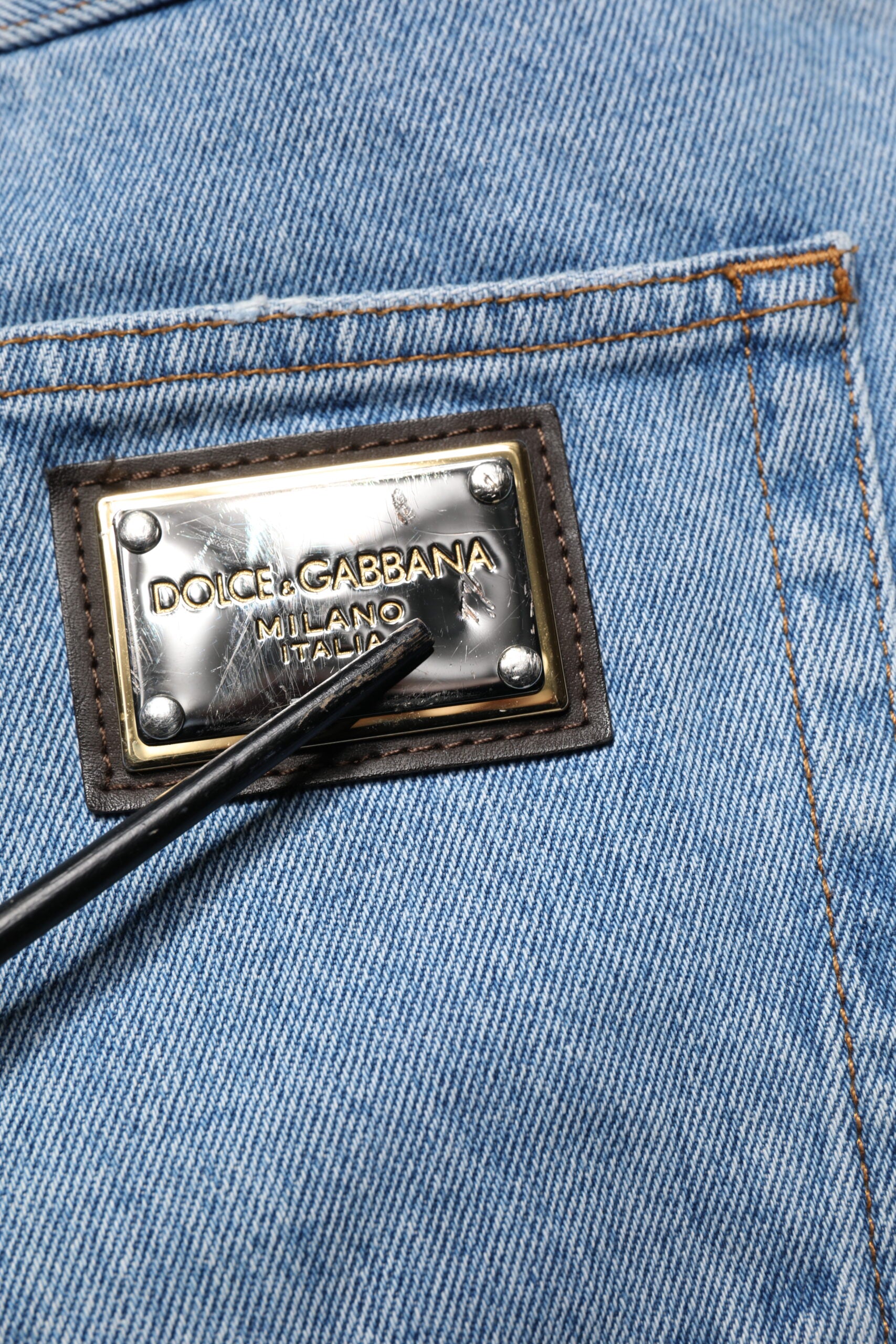 Jean slim homme taille mi-haute en jean de coton bleu Dolce & Gabbana