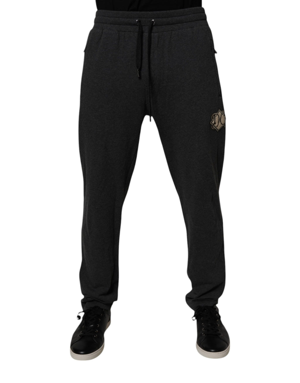 Pantalon de survêtement jogger en coton gris foncé à logo Dolce & Gabbana