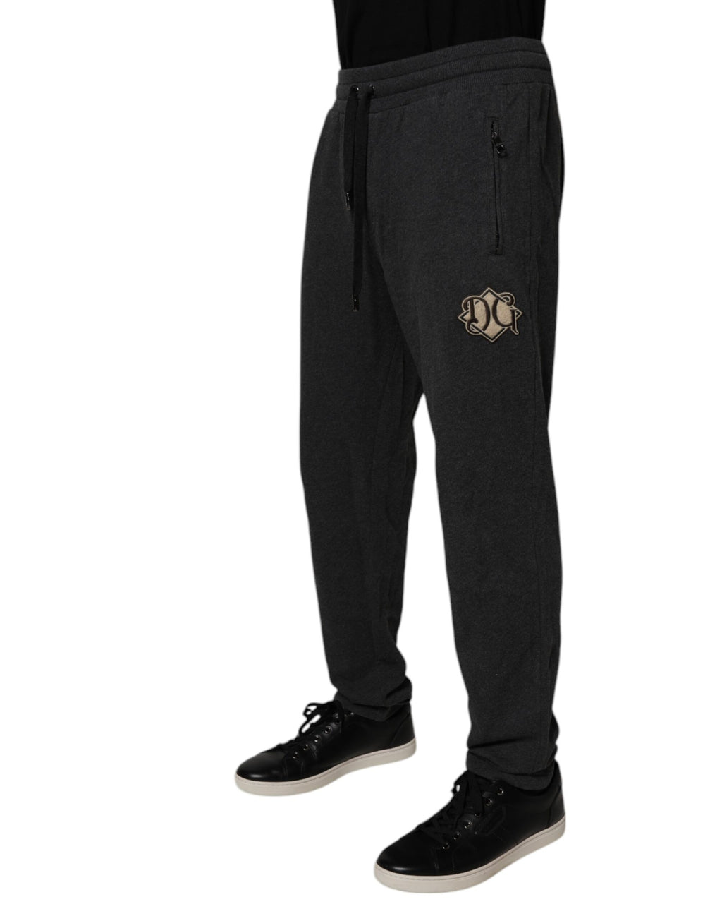 Pantalon de survêtement jogger en coton gris foncé à logo Dolce & Gabbana