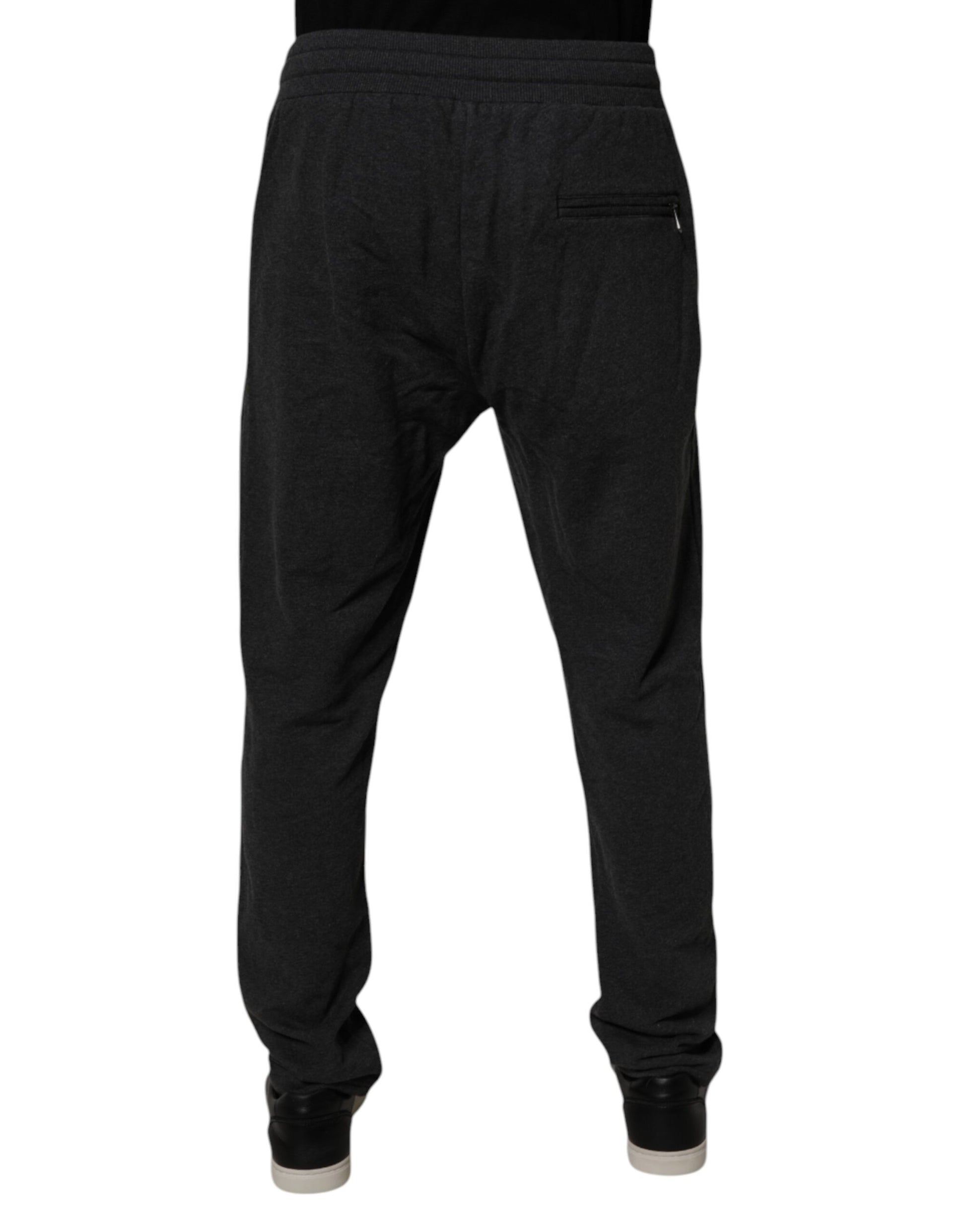 Pantalon de survêtement jogger en coton gris foncé à logo Dolce & Gabbana