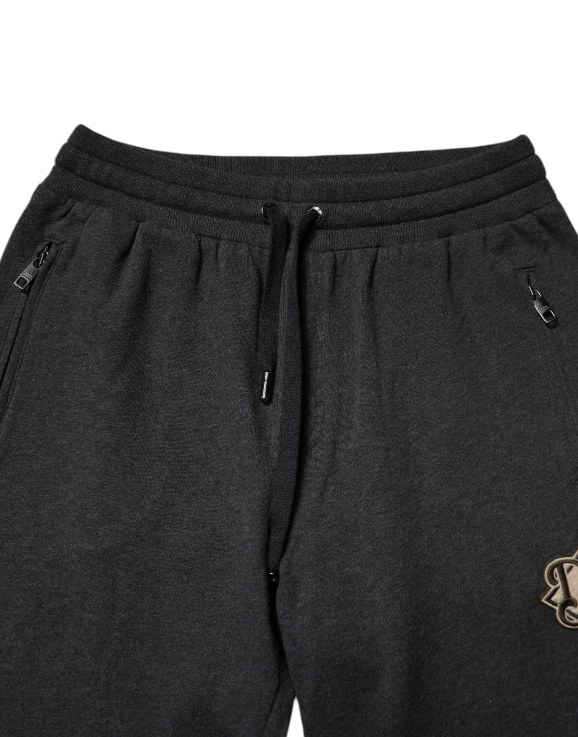 Pantalon de survêtement jogger en coton gris foncé à logo Dolce & Gabbana