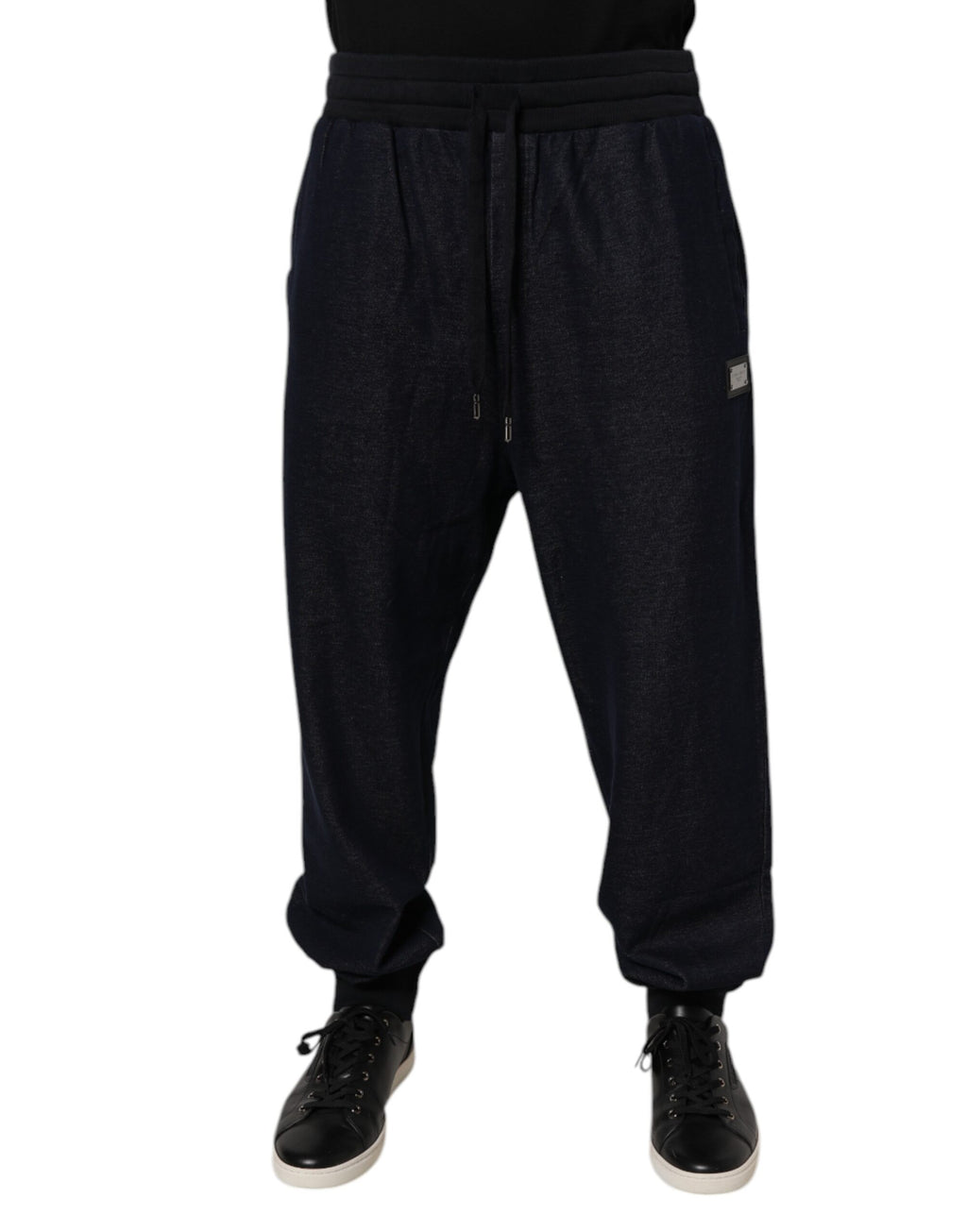 Pantalon de survêtement jogger en jacquard de coton noir Dolce & Gabbana