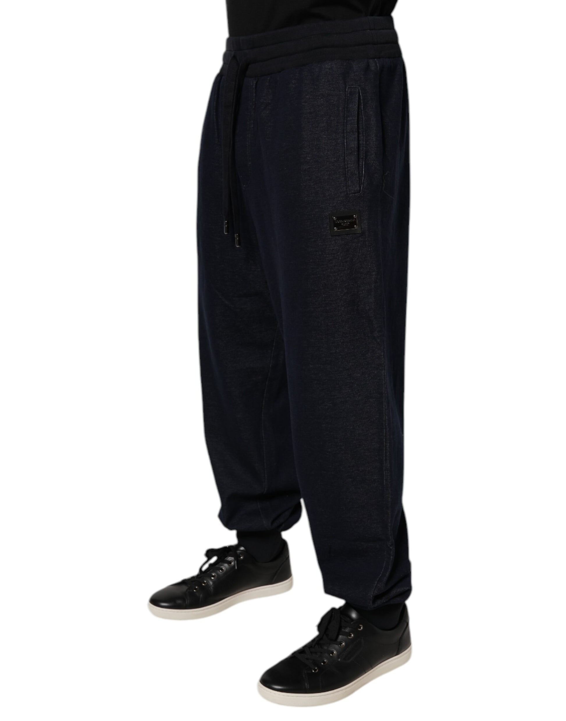 Pantalon de survêtement jogger en jacquard de coton noir Dolce & Gabbana