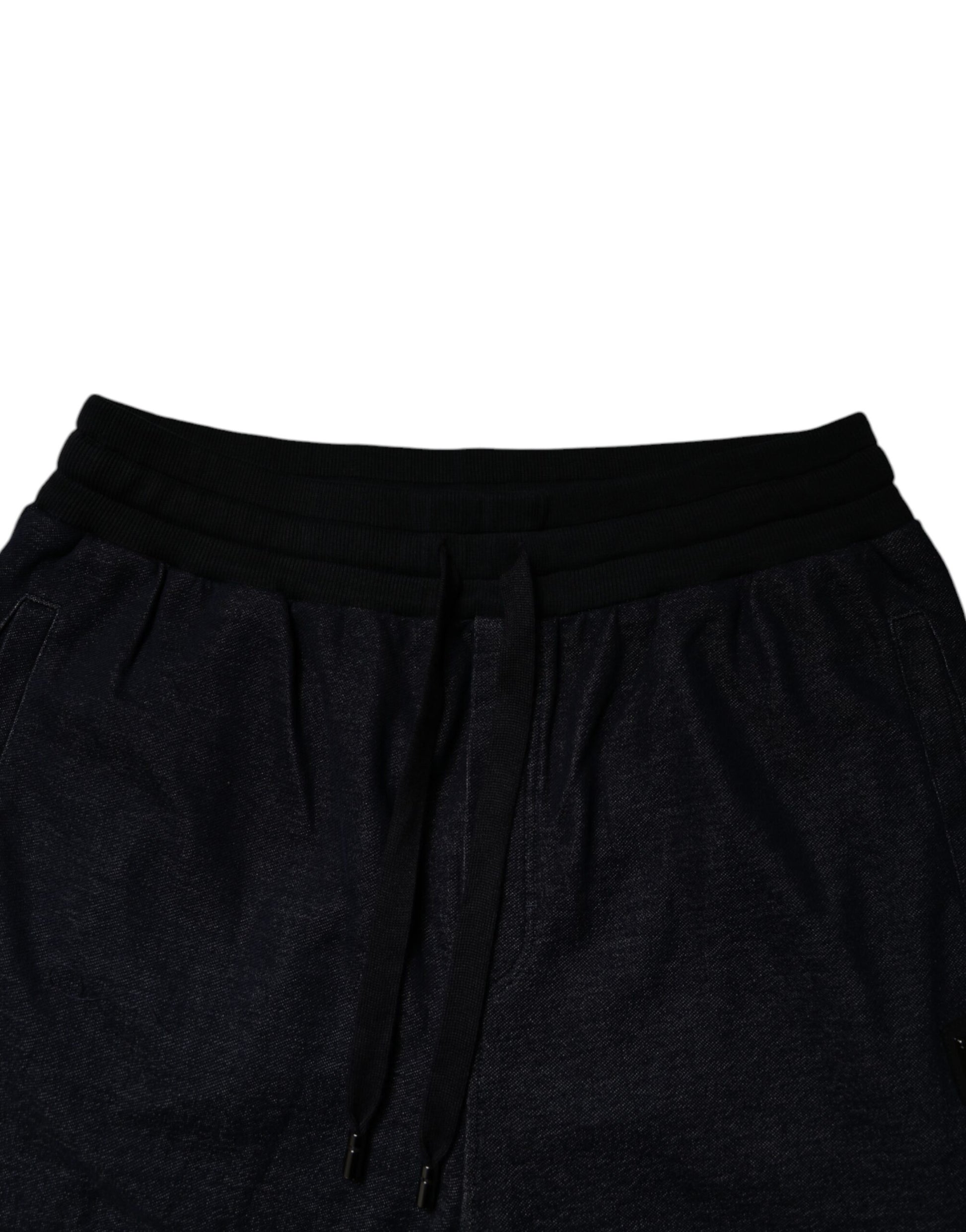 Pantalon de survêtement jogger en jacquard de coton noir Dolce & Gabbana