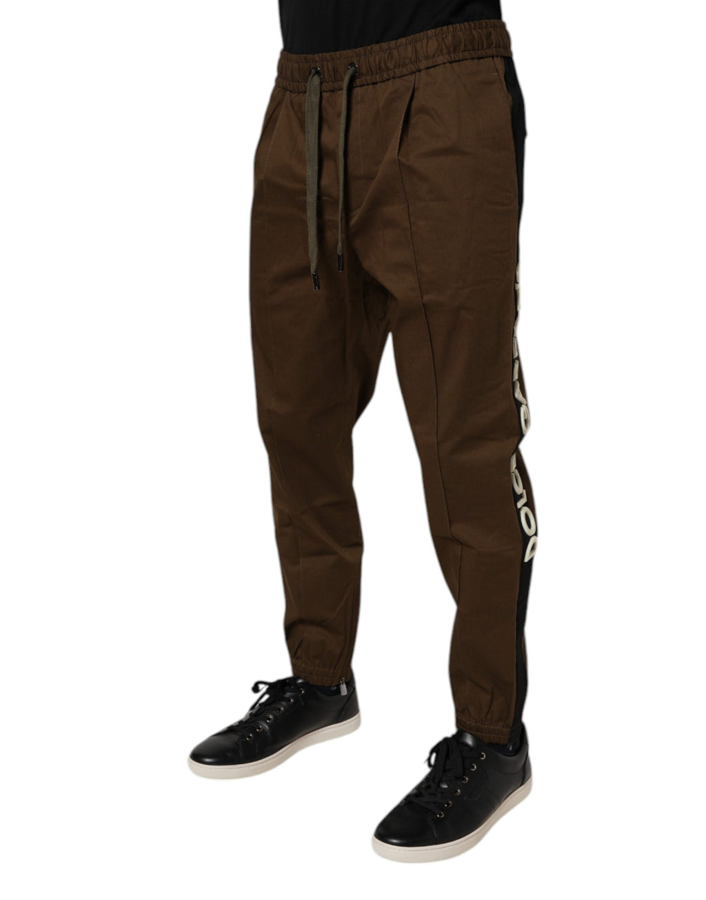 Pantalon de jogging en molleton de coton stretch marron Dolce & Gabbana