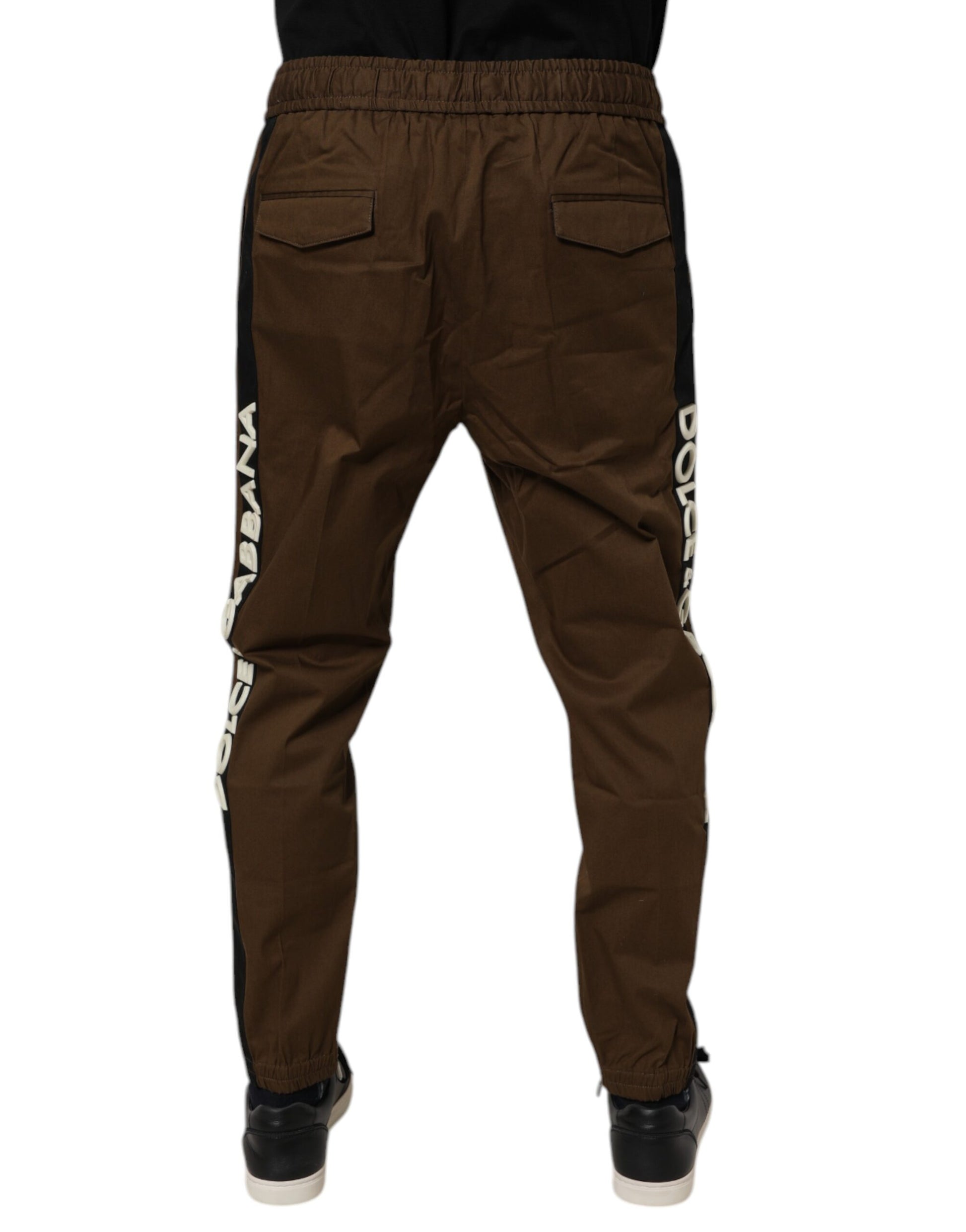 Pantalon de jogging en molleton de coton stretch marron Dolce & Gabbana
