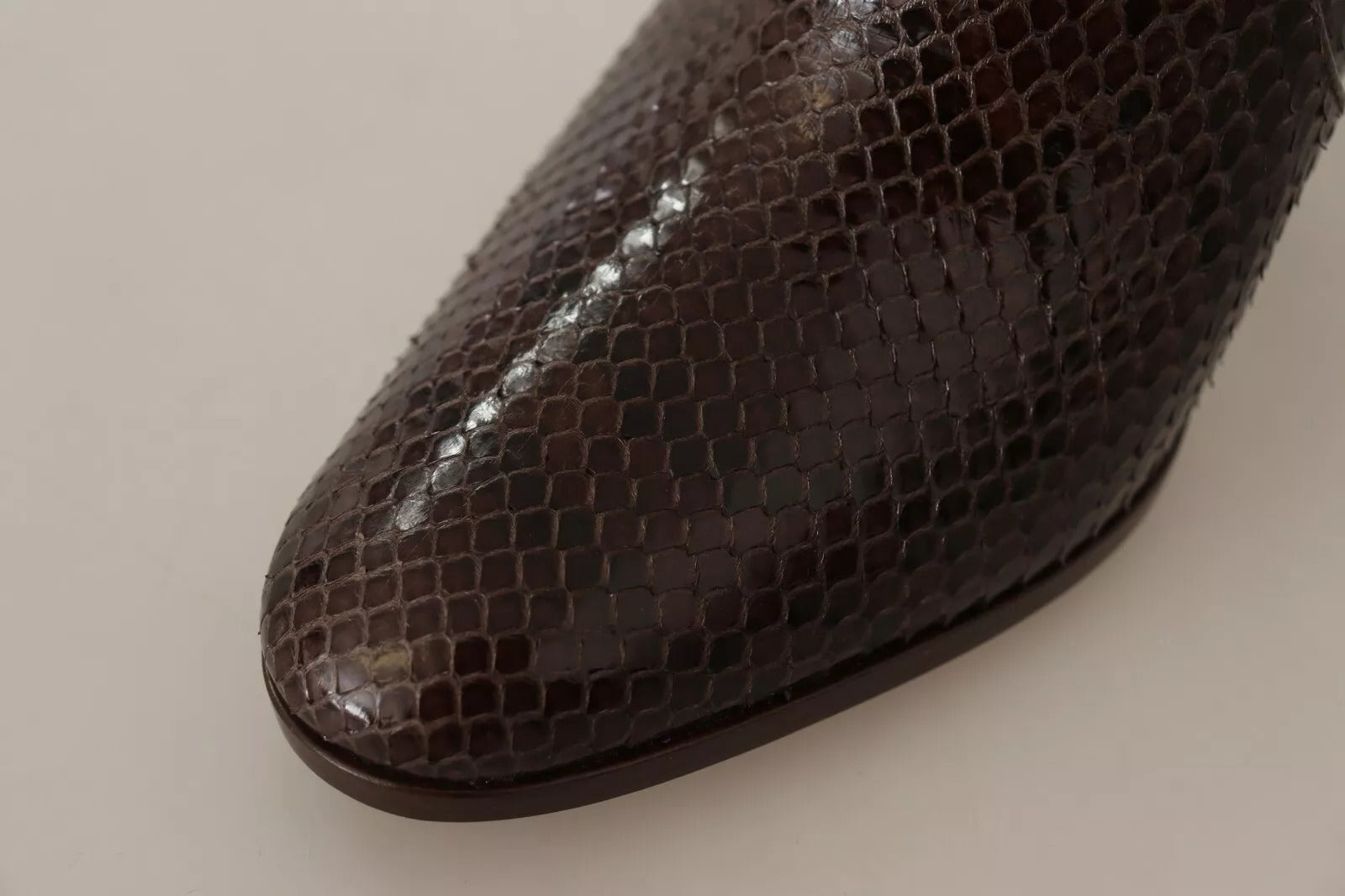 Chaussures Bottes Hautes à Talons en Cuir Exotique Marron Dolce & Gabbana