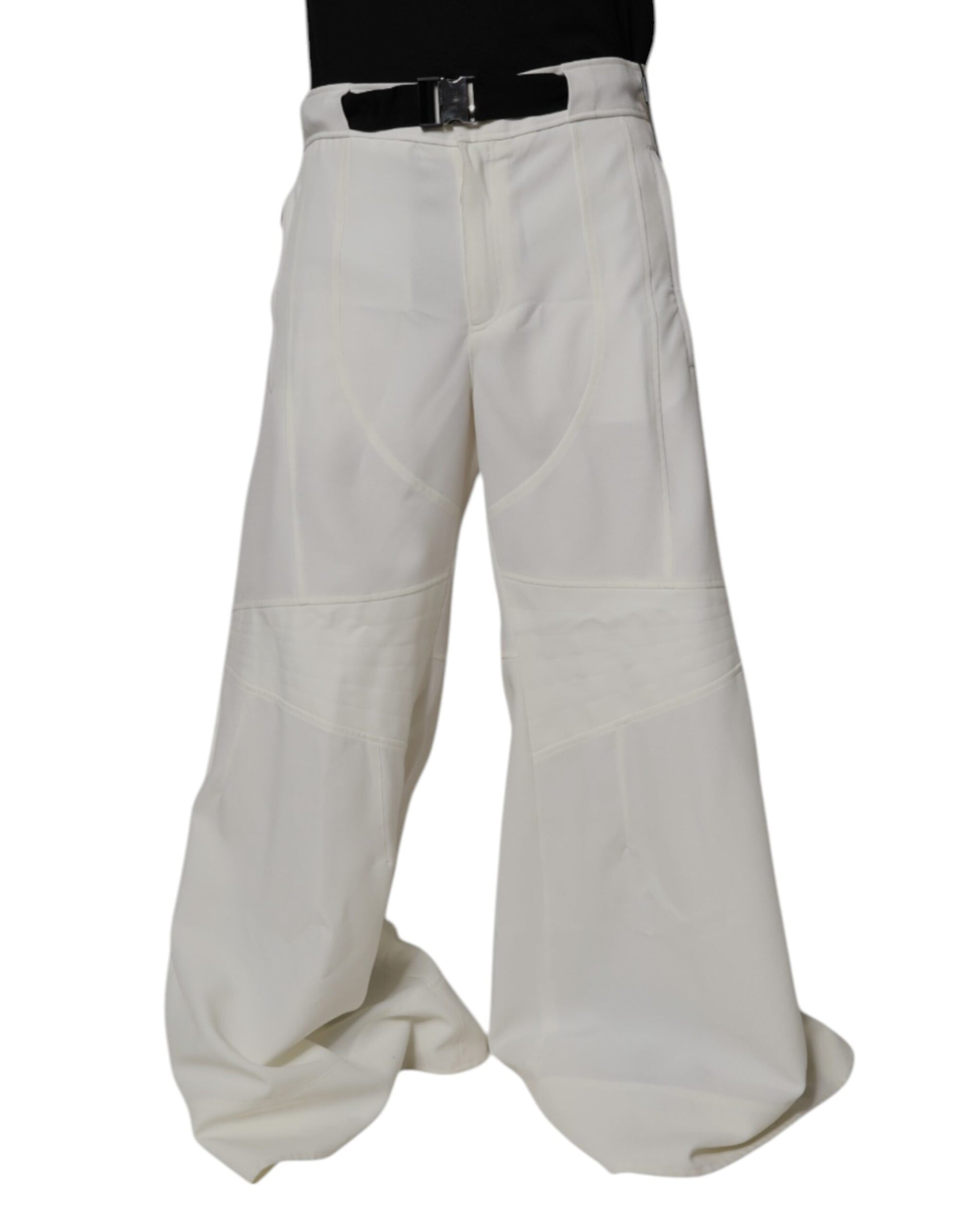 Pantalon large Dolce & Gabbana blanc taille mi-haute