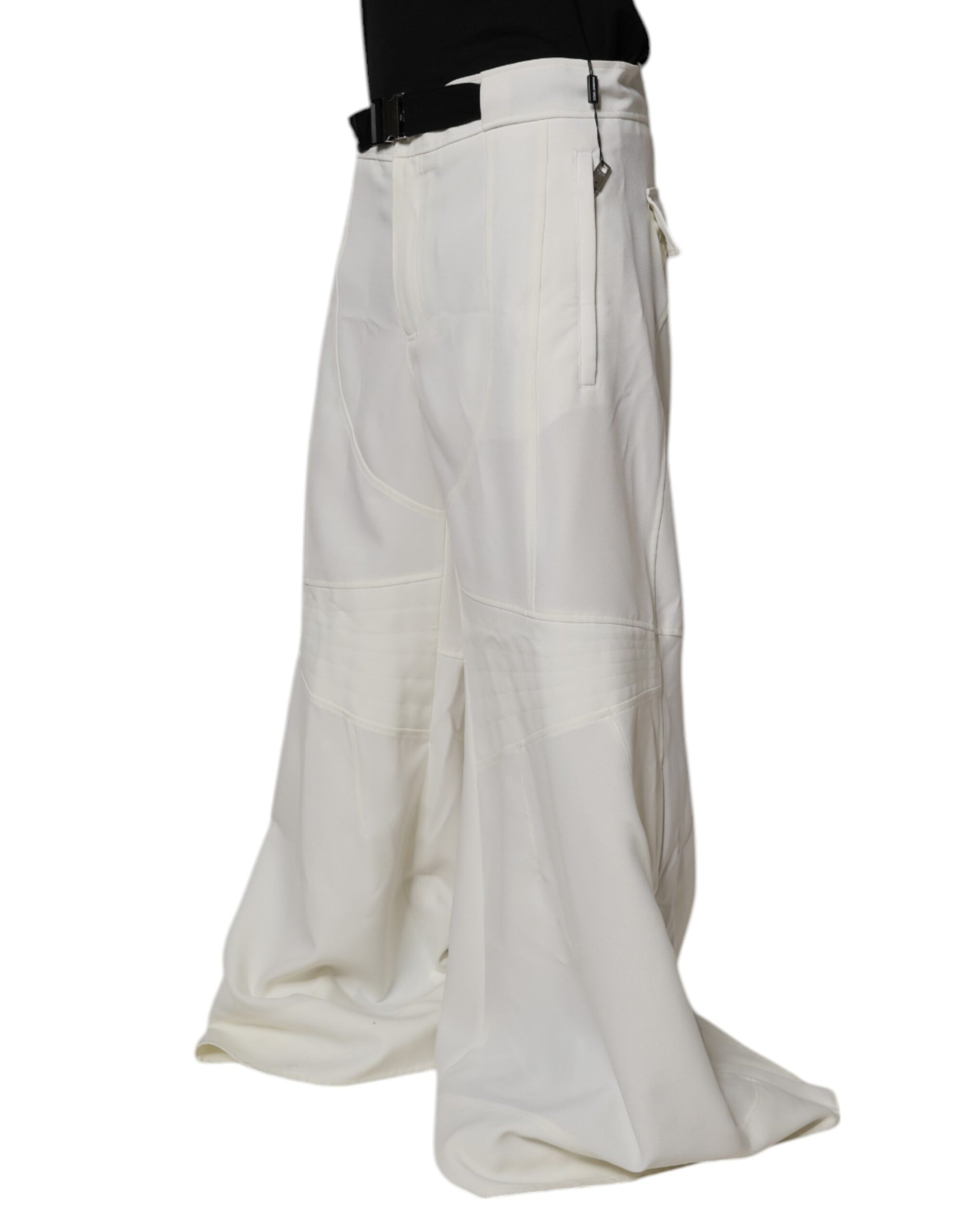 Pantalon large Dolce & Gabbana blanc taille mi-haute