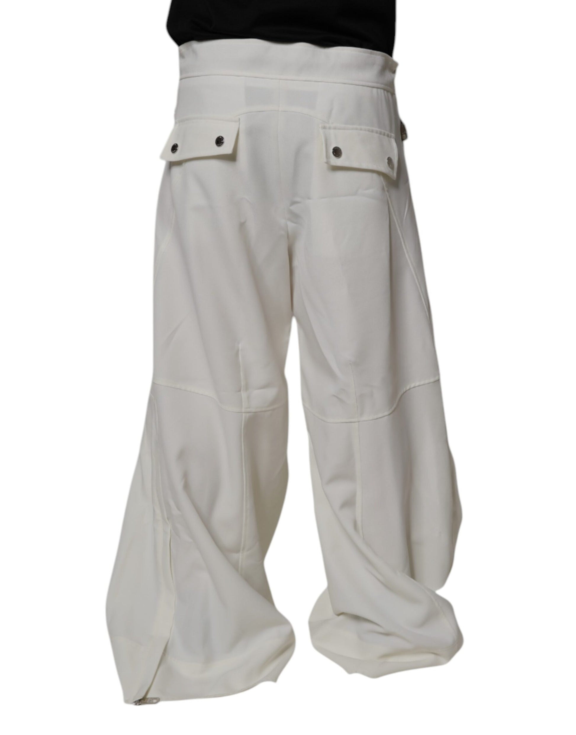 Pantalon large Dolce & Gabbana blanc taille mi-haute