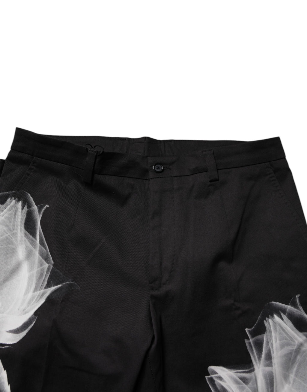 Pantalon slim en coton noir à imprimé floral Dolce & Gabbana