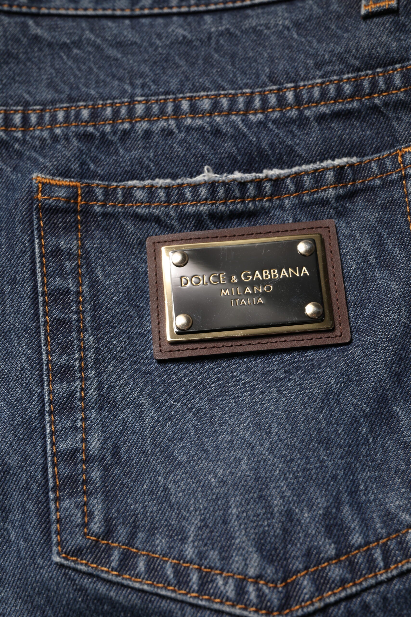 Jean en denim de coton à fleurs beige et bleu Dolce & Gabbana pour homme