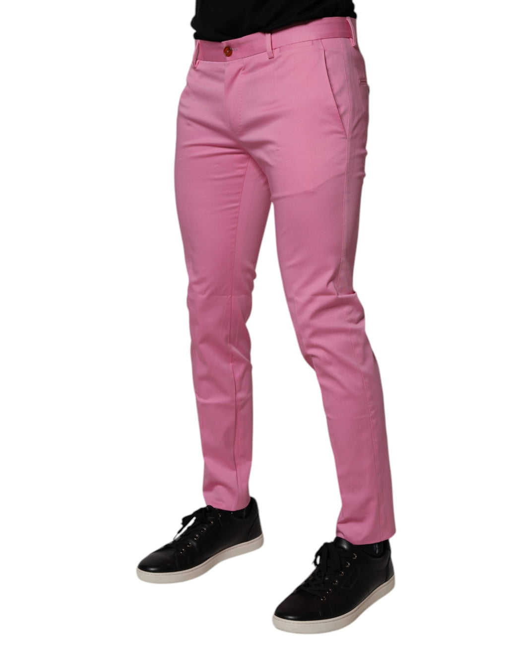 Pantalon de costume habillé slim fit en coton rose Dolce & Gabbana pour homme