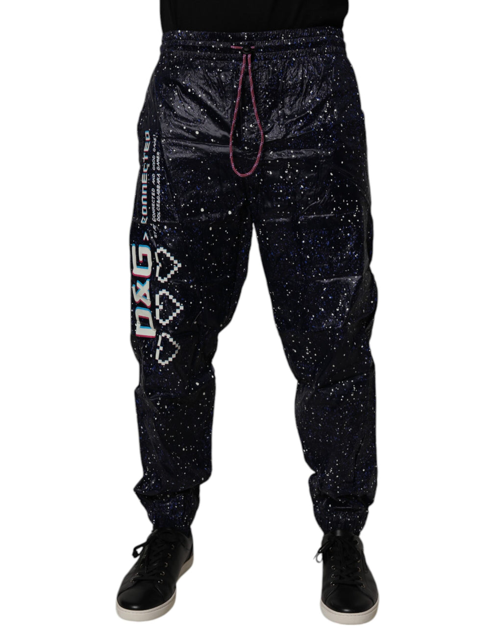 Dolce & Gabbana Dark Blue DG Game Print Cotton Jogger Pants
