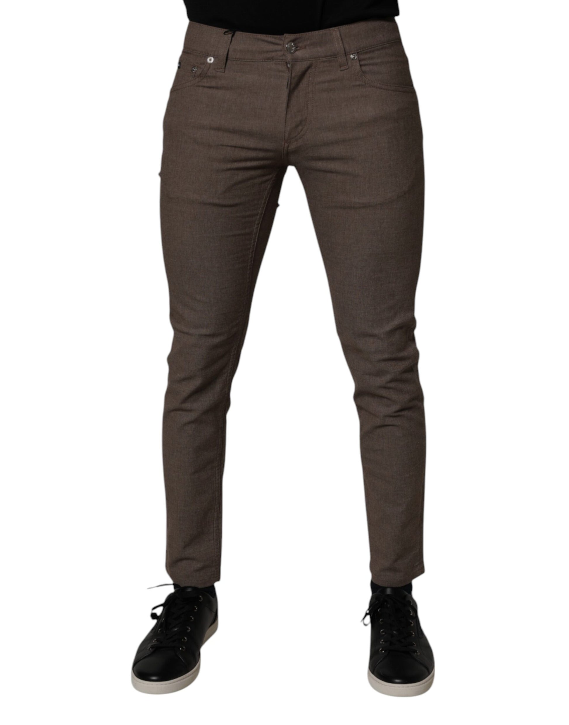 Pantalon chino Dolce & Gabbana marron en coton stretch