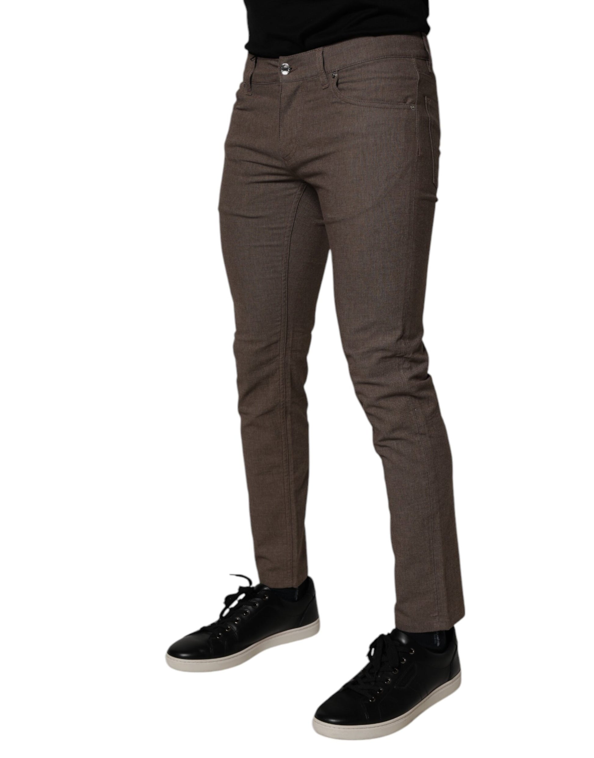 Pantalon chino Dolce & Gabbana marron en coton stretch