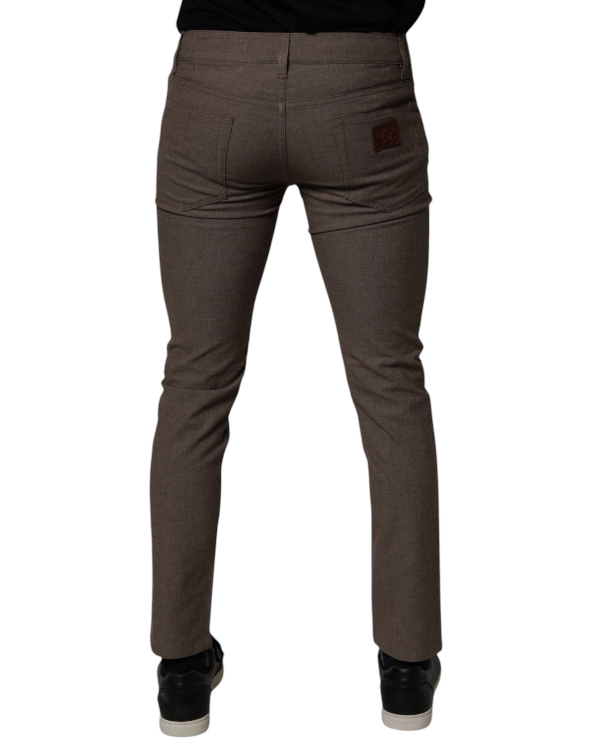 Pantalon chino Dolce & Gabbana marron en coton stretch