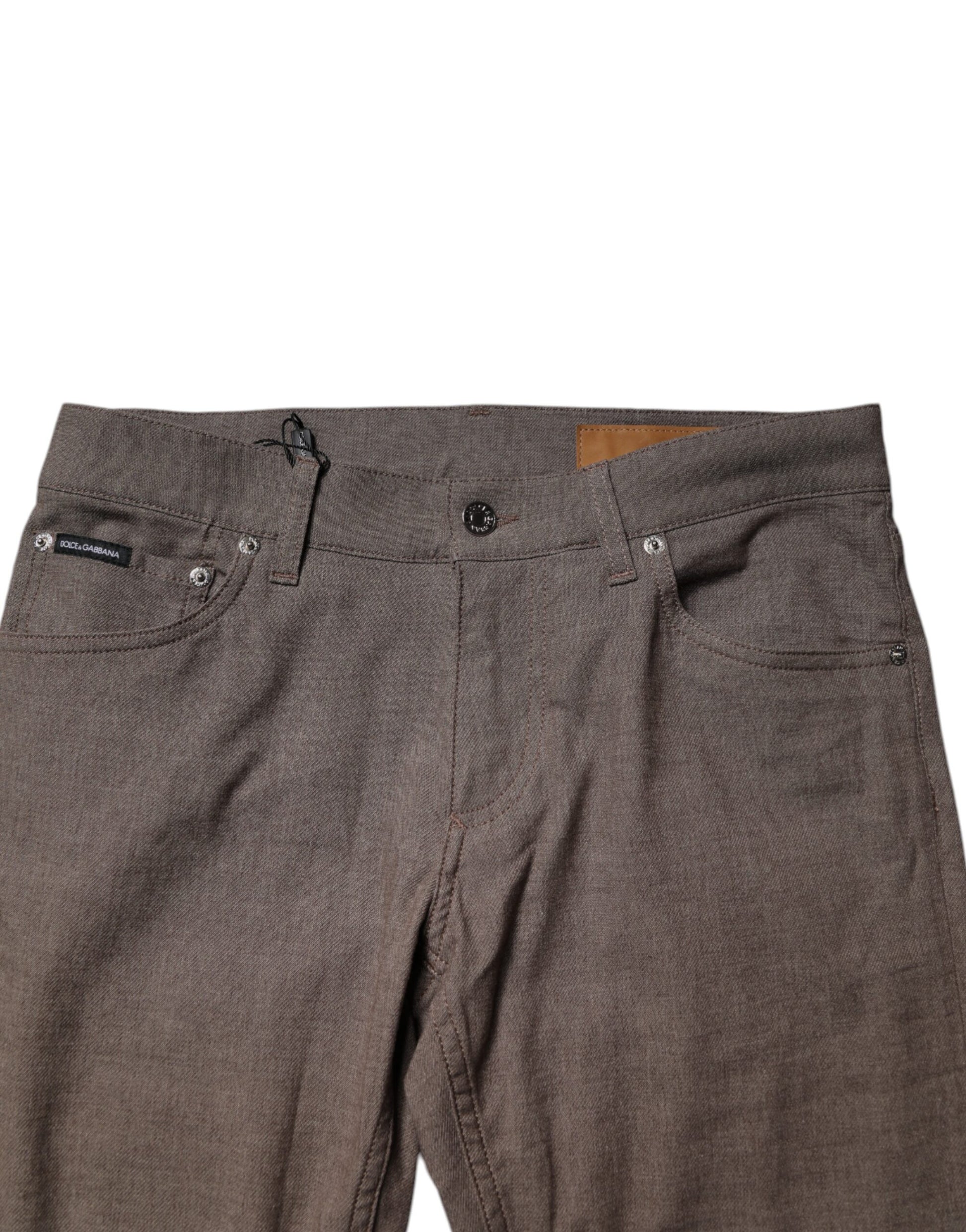 Pantalon chino Dolce & Gabbana marron en coton stretch