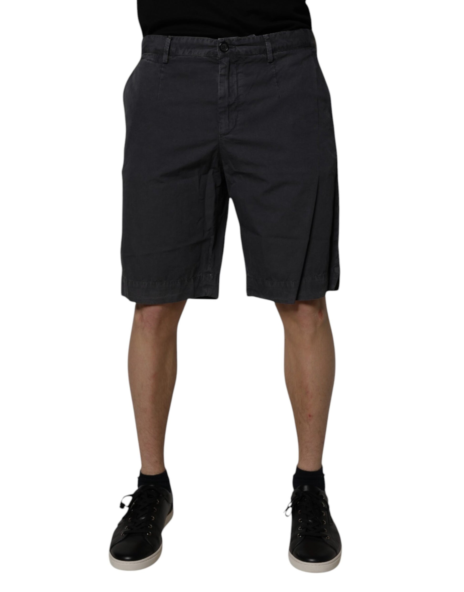 Shorts bermuda Dolce & Gabbana gris foncé en coton taille mi-haute pour homme