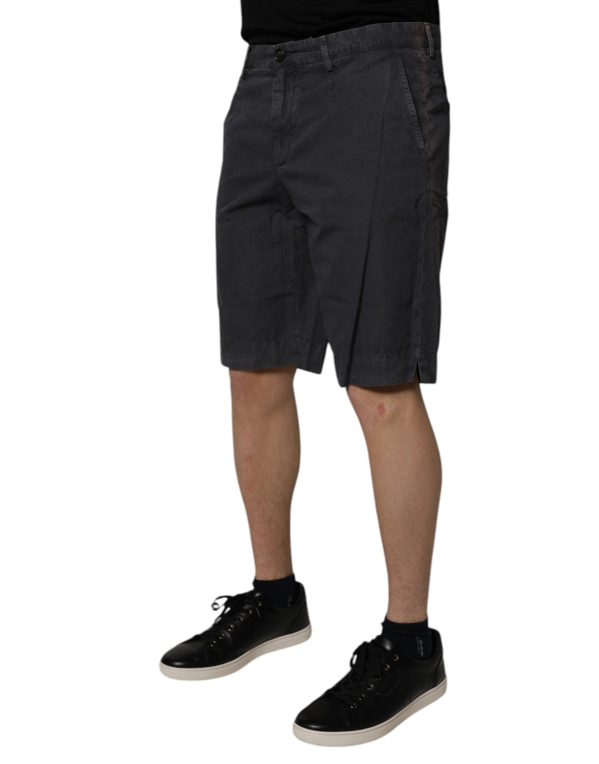 Shorts bermuda Dolce & Gabbana gris foncé en coton taille mi-haute pour homme