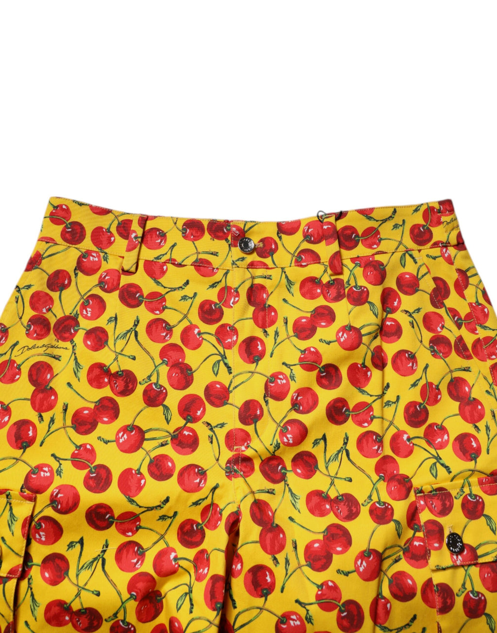 Short de bain Dolce & Gabbana en coton à imprimé cerises jaunes pour homme