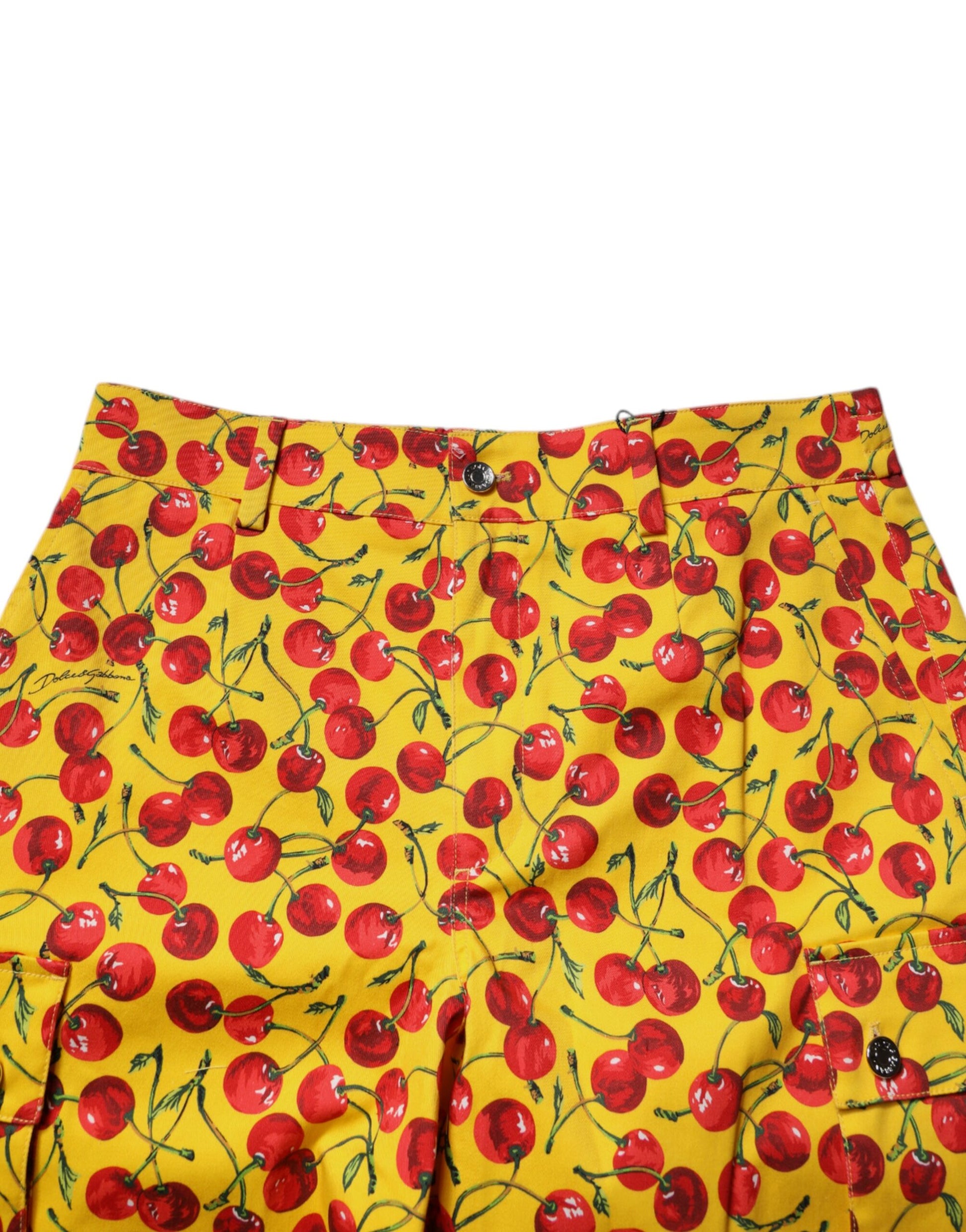 Short de bain Dolce & Gabbana en coton à imprimé cerises jaunes pour homme