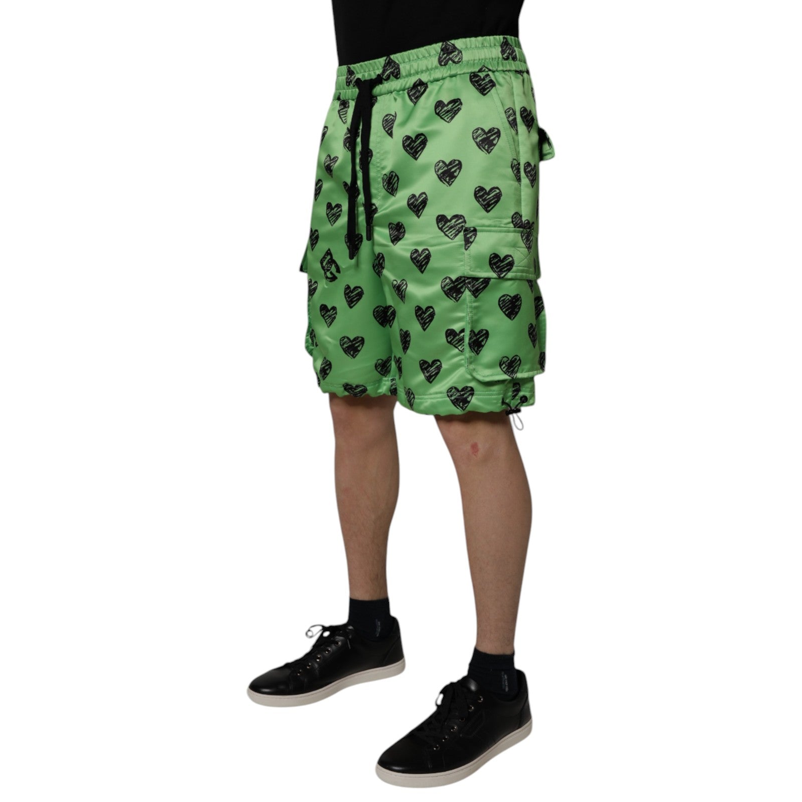 Shorts bermudas cargo Dolce & Gabbana imprimé cœurs verts pour homme