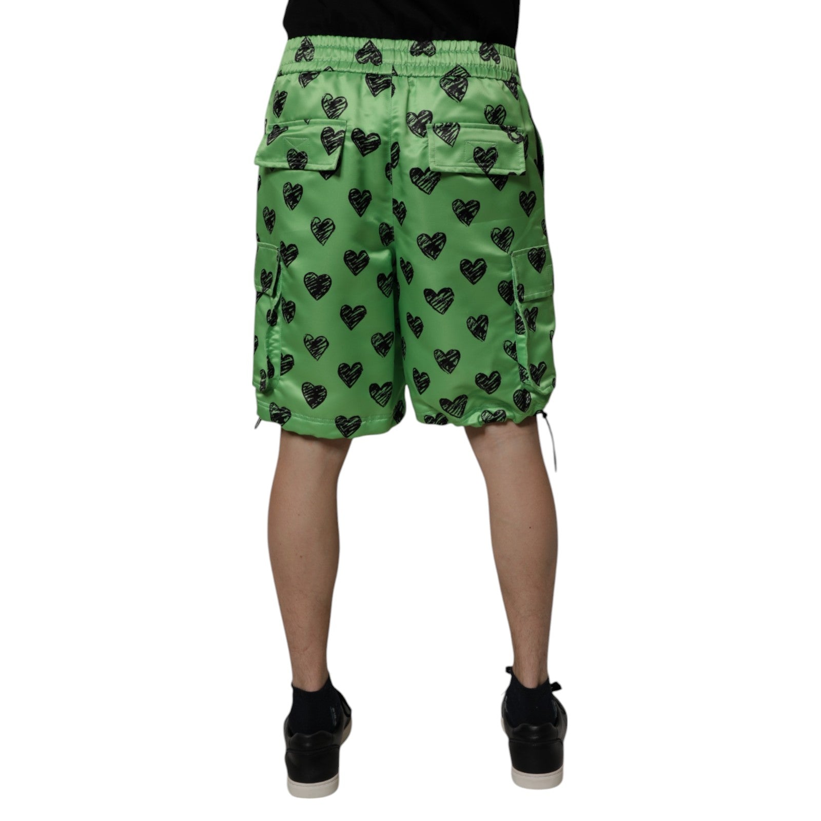 Shorts bermudas cargo Dolce & Gabbana imprimé cœurs verts pour homme