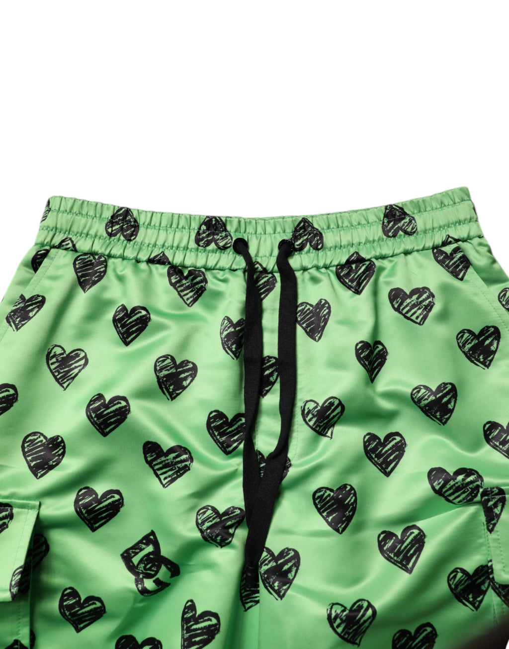 Shorts bermudas cargo Dolce & Gabbana imprimé cœurs verts pour homme