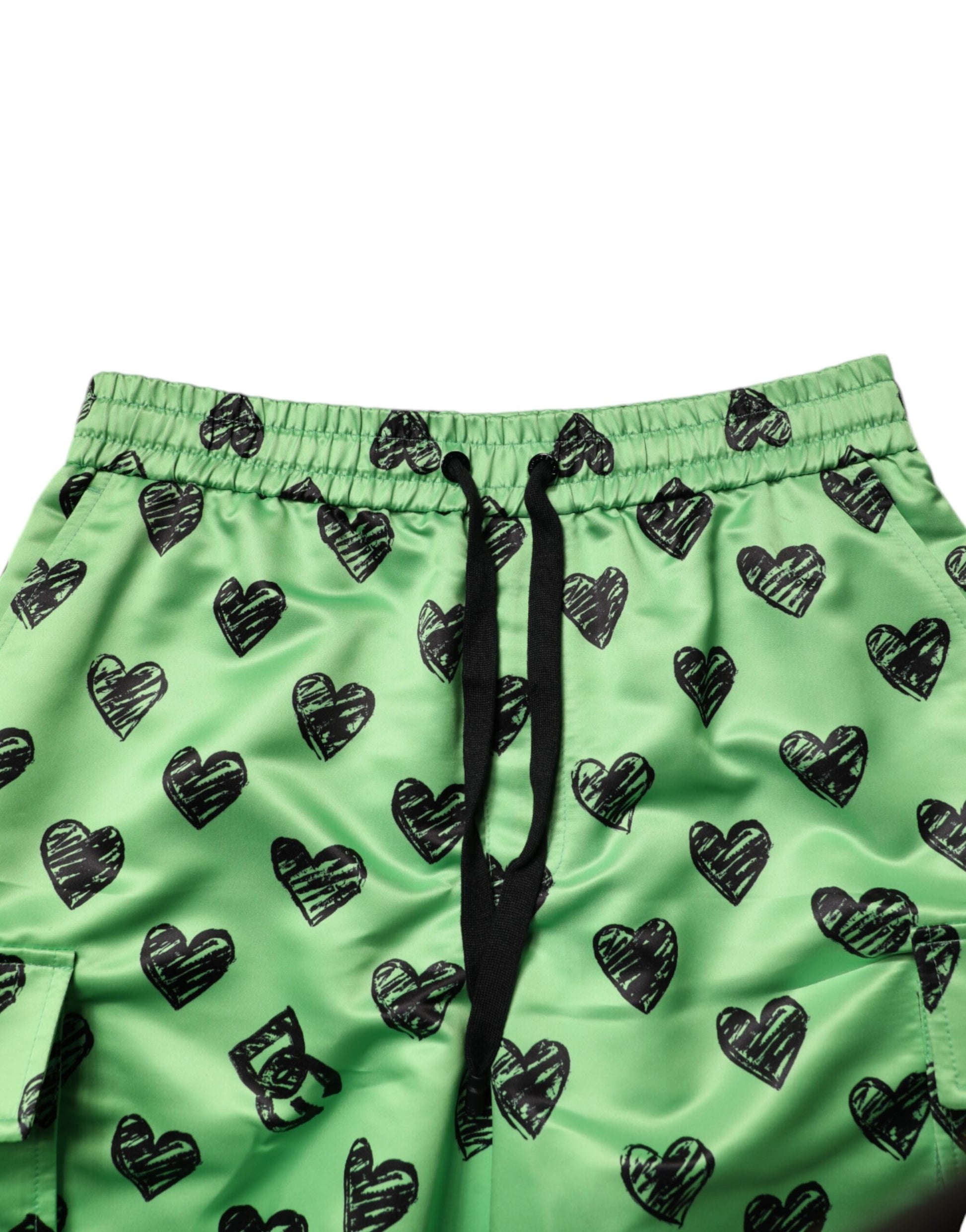 Shorts bermudas cargo Dolce & Gabbana imprimé cœurs verts pour homme