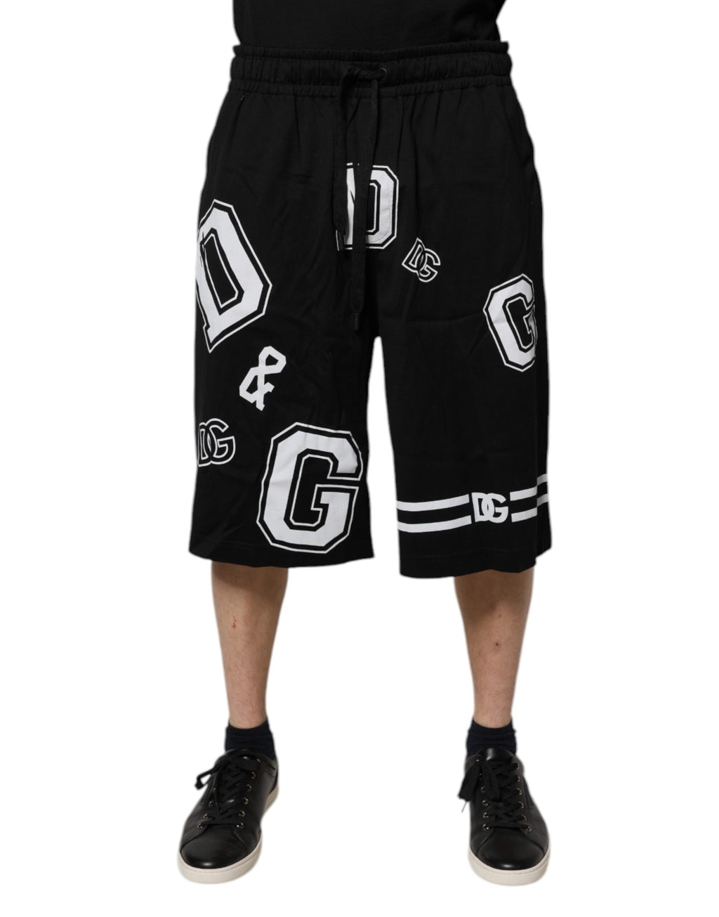 Shorts de survêtement bermuda en coton noir à logo Dolce & Gabbana