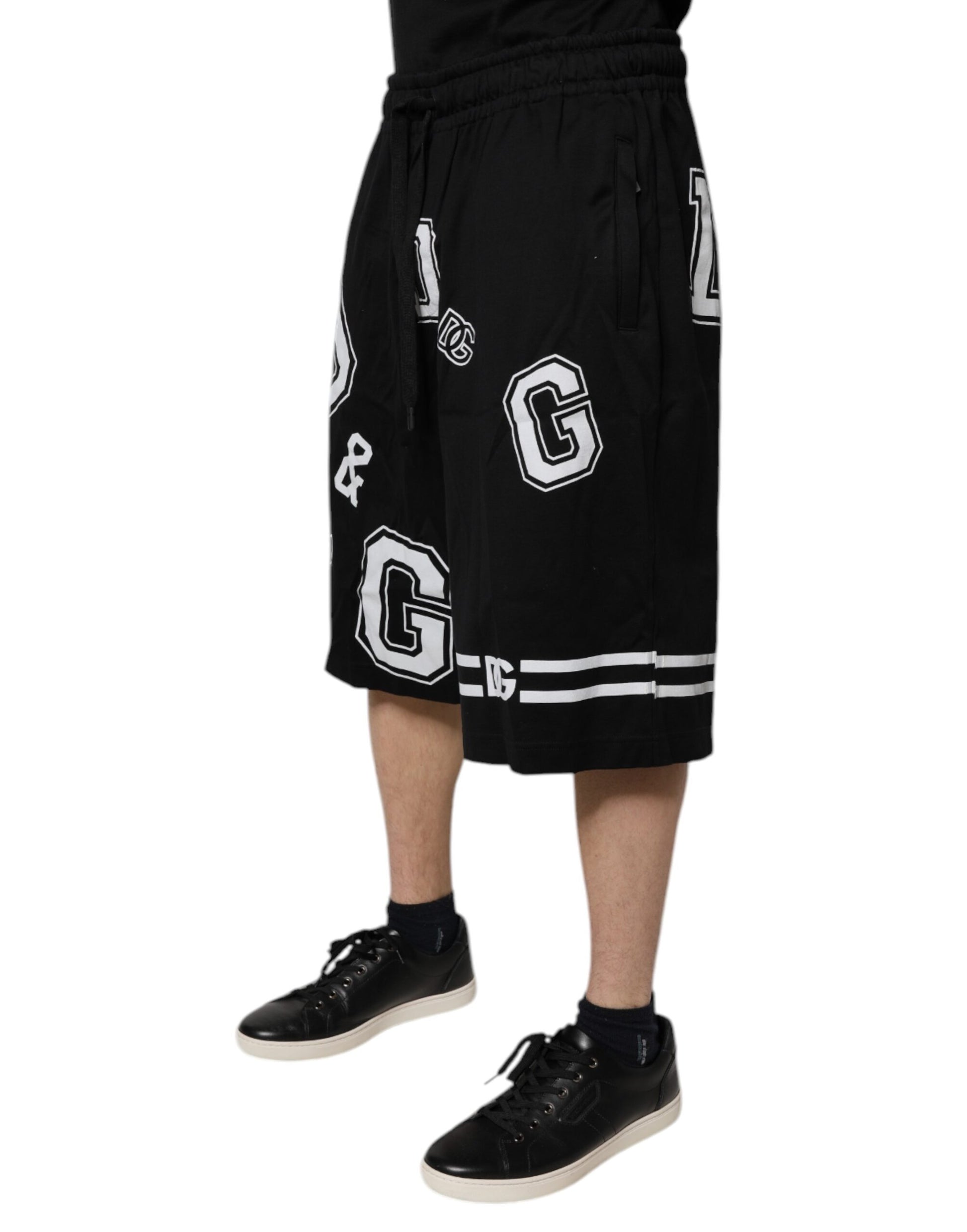 Shorts de survêtement bermuda en coton noir à logo Dolce & Gabbana
