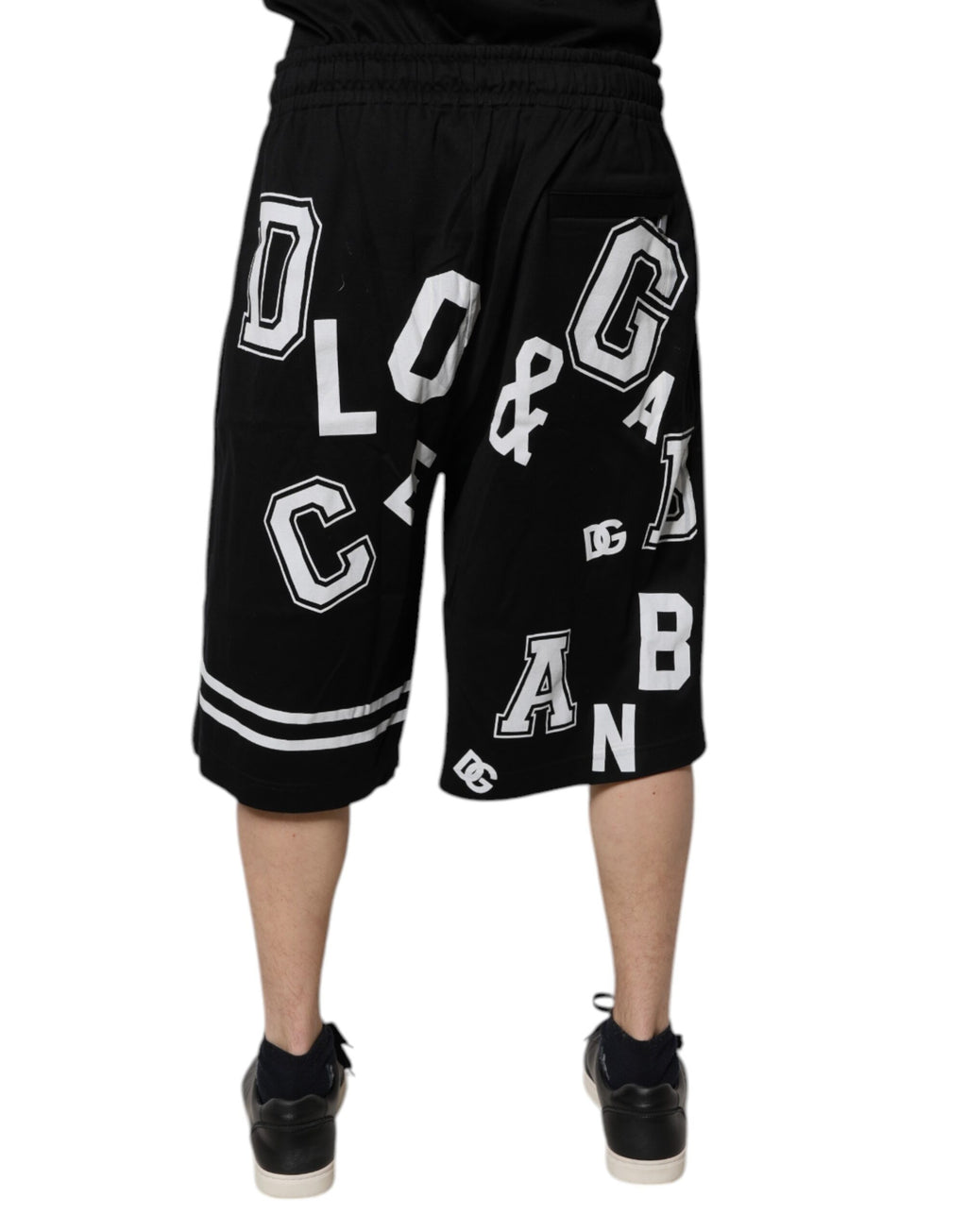 Shorts de survêtement bermuda en coton noir à logo Dolce & Gabbana