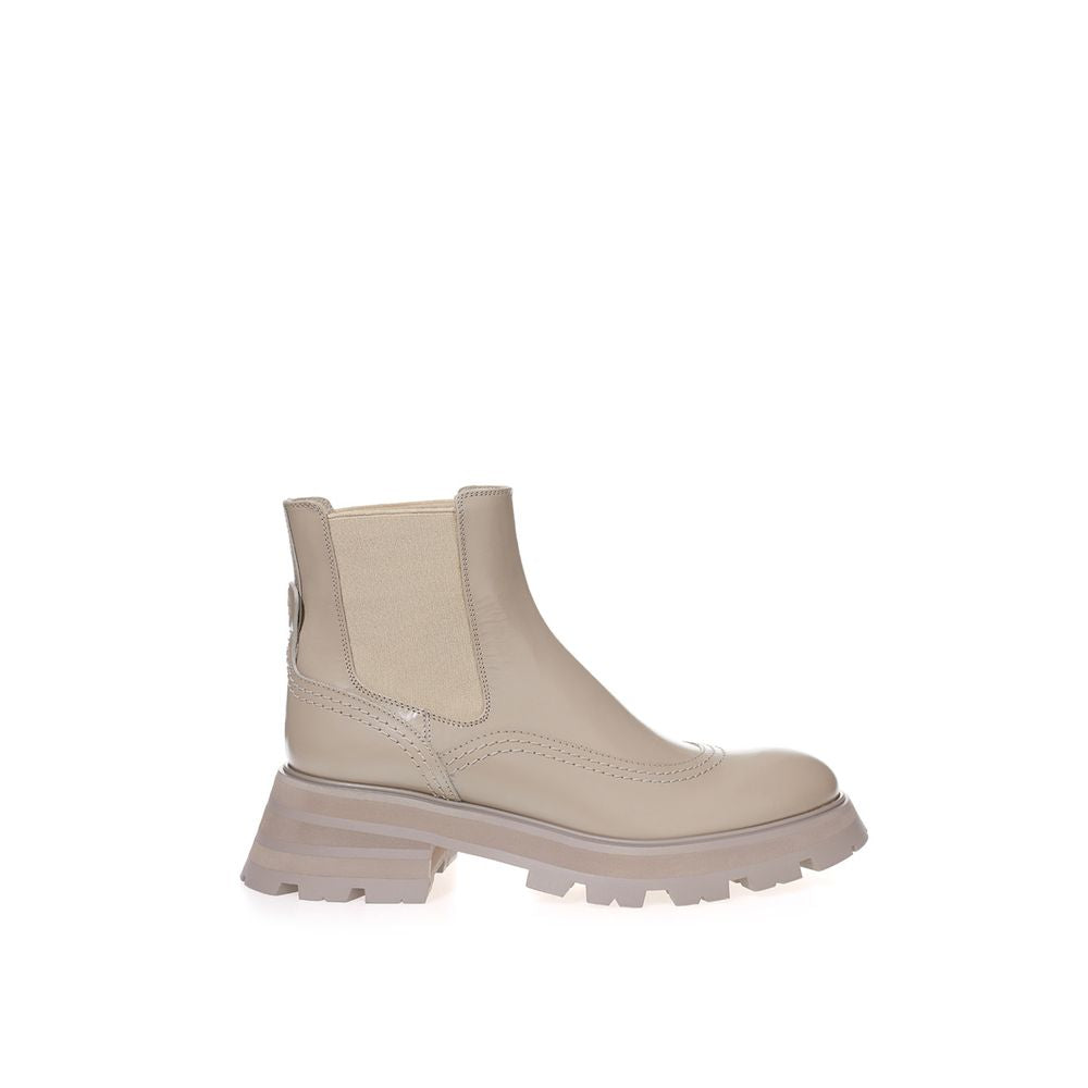 Bottes Chelsea Alexander McQueen en cuir beige