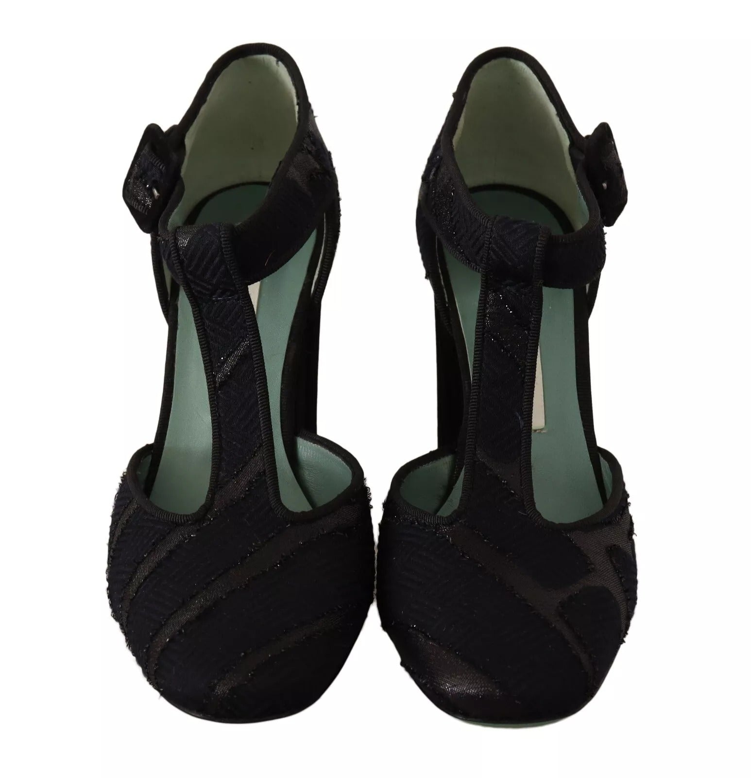 Chaussures Sandales à Talons Carrés en Daim Noir Paola D'Arcano