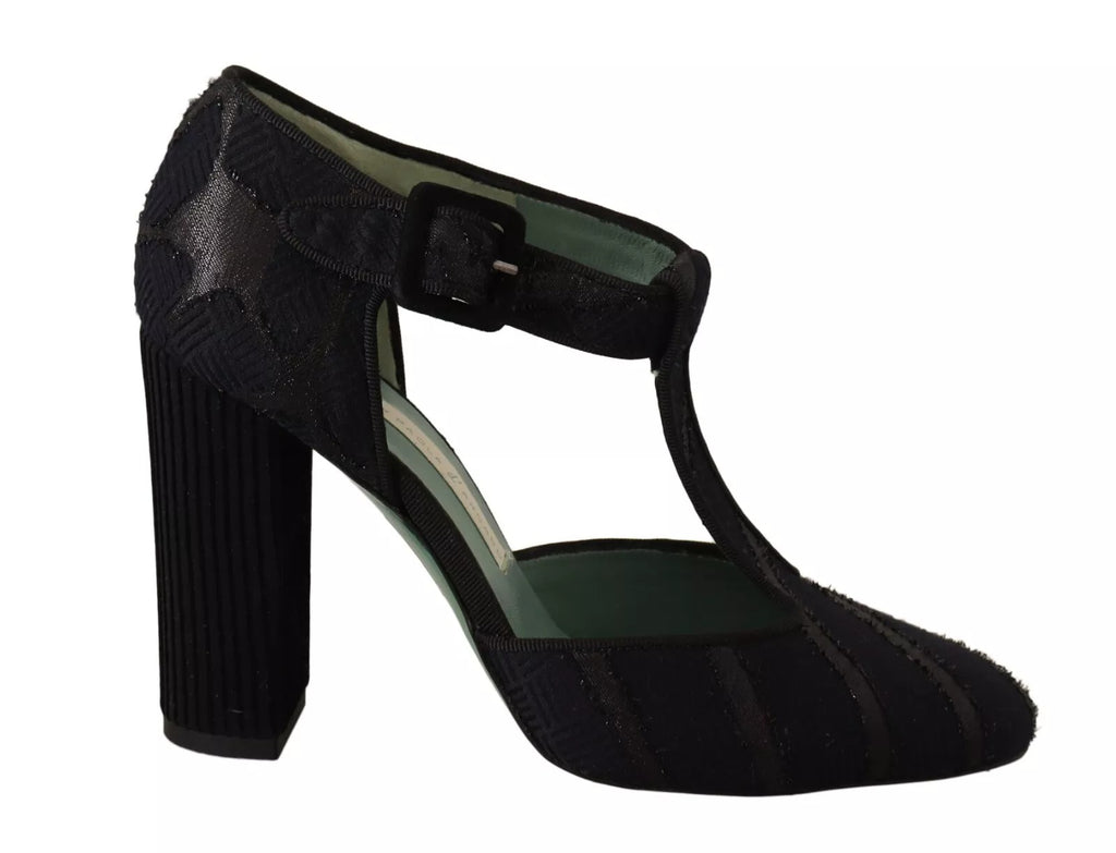 Chaussures Sandales à Talons Carrés en Daim Noir Paola D'Arcano