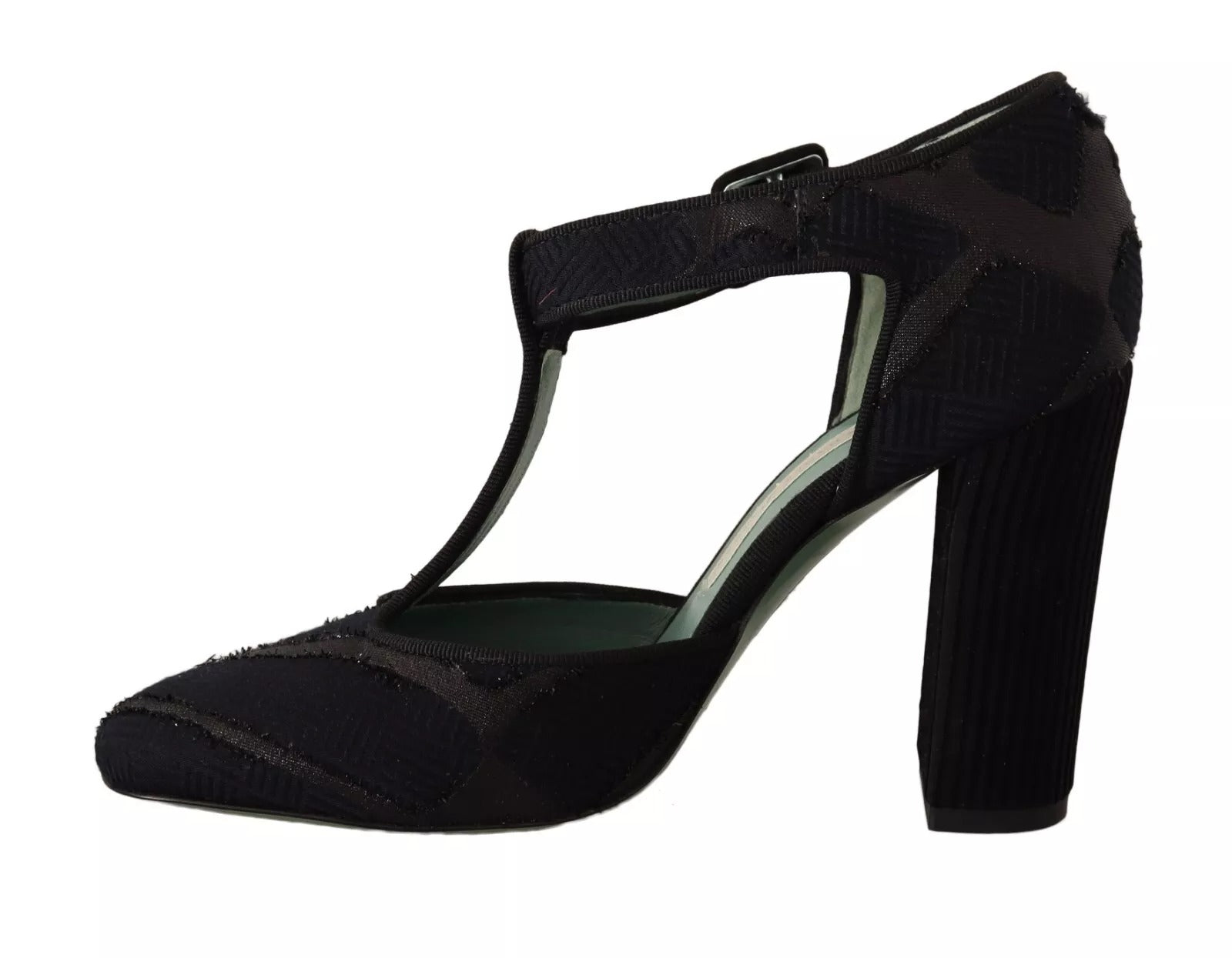 Chaussures Sandales à Talons Carrés en Daim Noir Paola D'Arcano